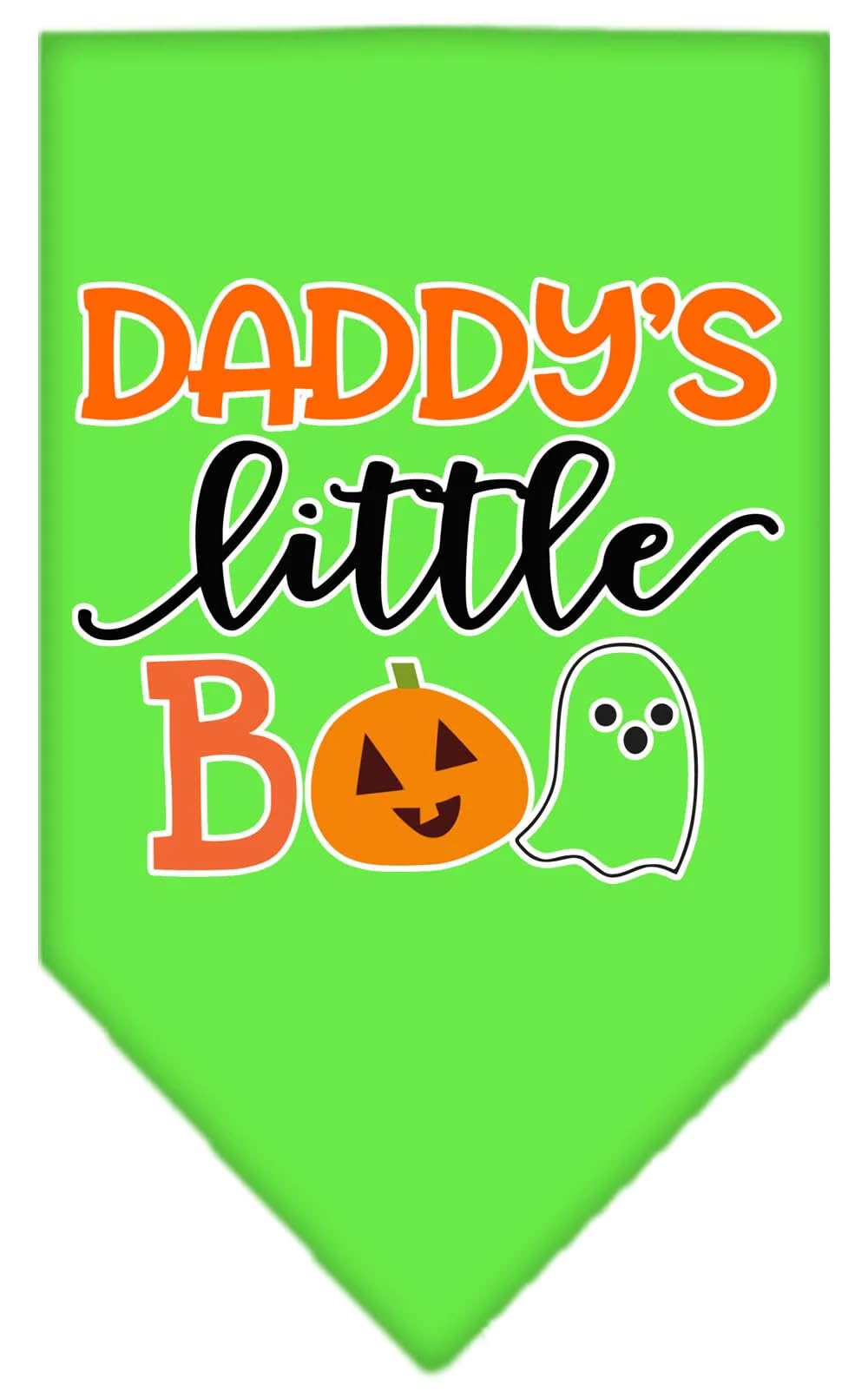 Halloween Pet and Dog Bandana Screen Printed, "Daddy's Little Boo" Emerald Green Large