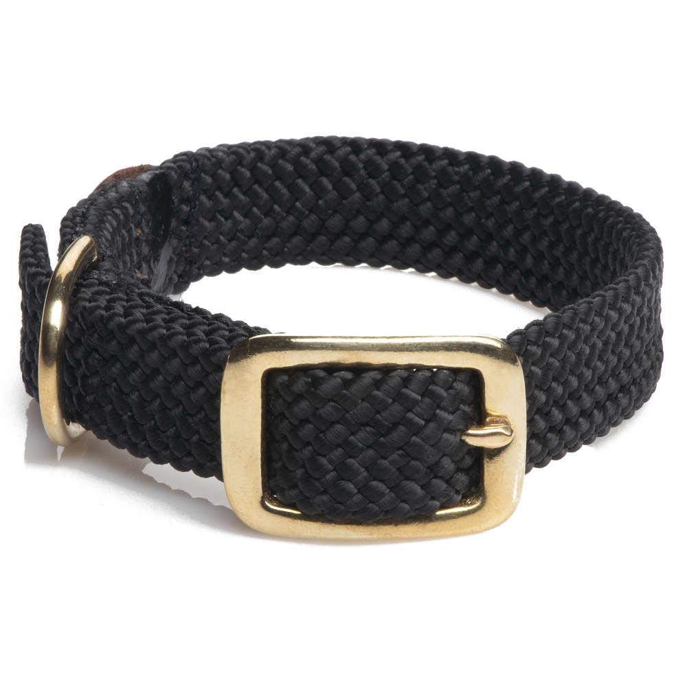Mendota Pet Double Braid Collar - Brass - Dog Collar - Made In The Usa - Black, 9/16 In X 12 In Junior