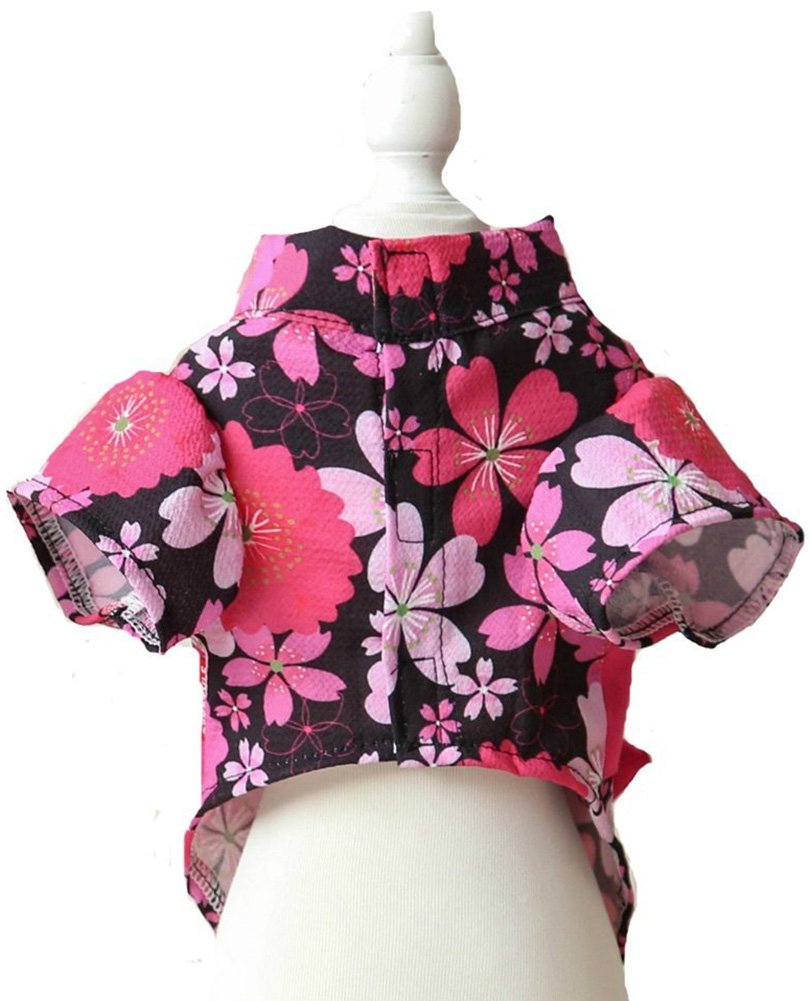 Marupet Japanese Kimono For Girl Floral Pet Halloween Costume Bowknot Dog Dress For Small, Extra Small Dog Wiener Dog Teddy, Pug, Chihuahua, Shih Tzu, Yorkshire Terriers, Papillon Black S