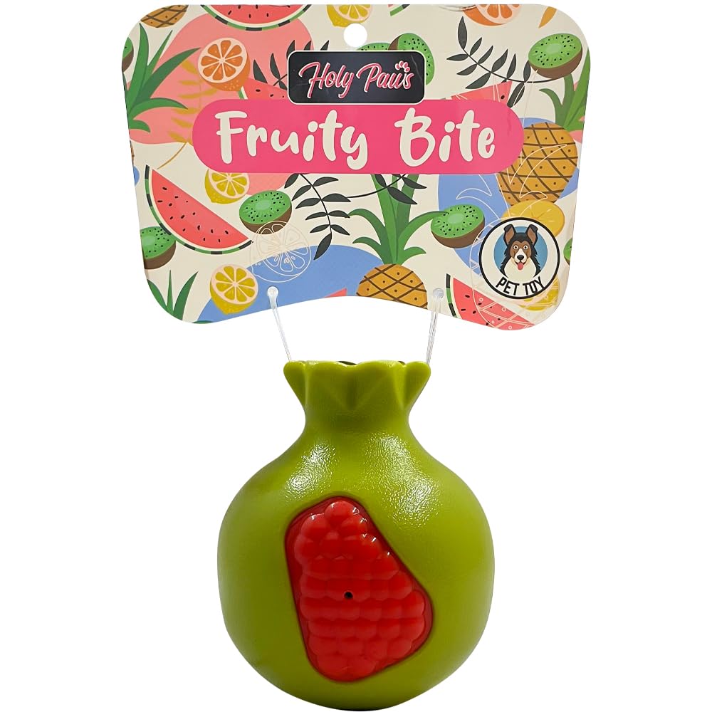Pet Needs Squeaky Chew Fruity Bite Fun Toys For Medium To Large DogPomegranate