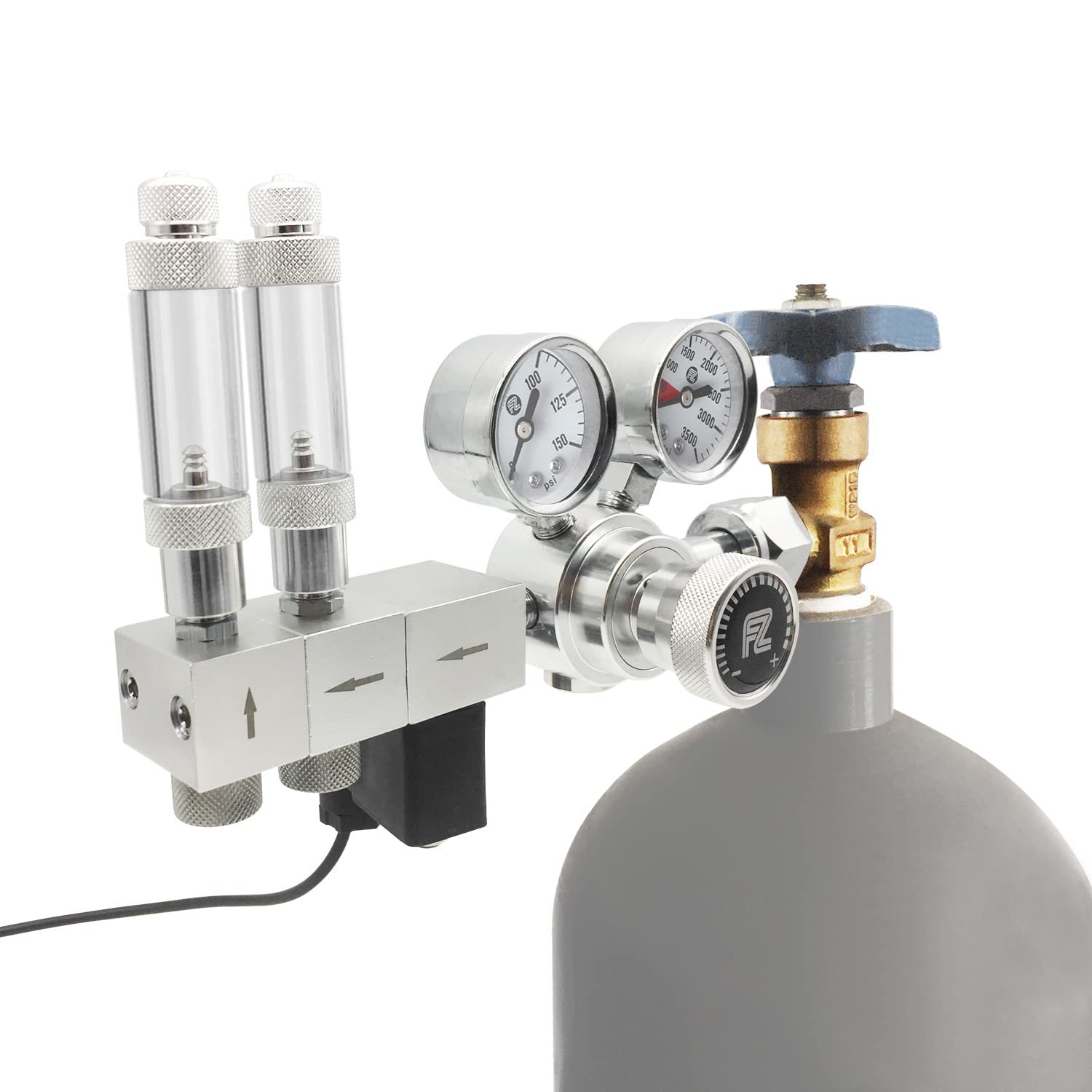 Fzone Pro Series Aquarium Dual Stage Co2 Regulator Adjustable Output Pressure With Dc Solenoid And Integrated High Precision Needle Valve And Bubble Counter