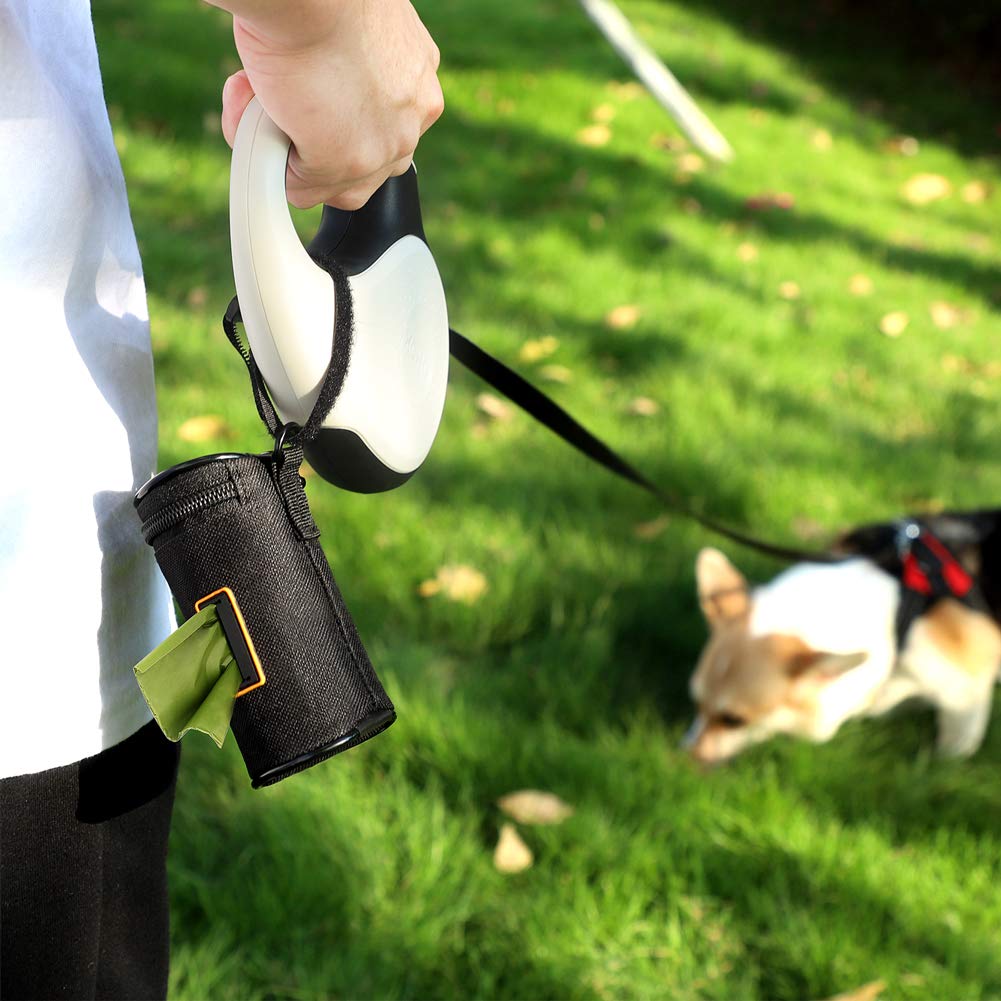 MalsiPree Poop Bag Holder Leash Attachment, Waste Bag Dispenser with Stainless Steel Buckle Clip & Adjustable Strap Fit for Any