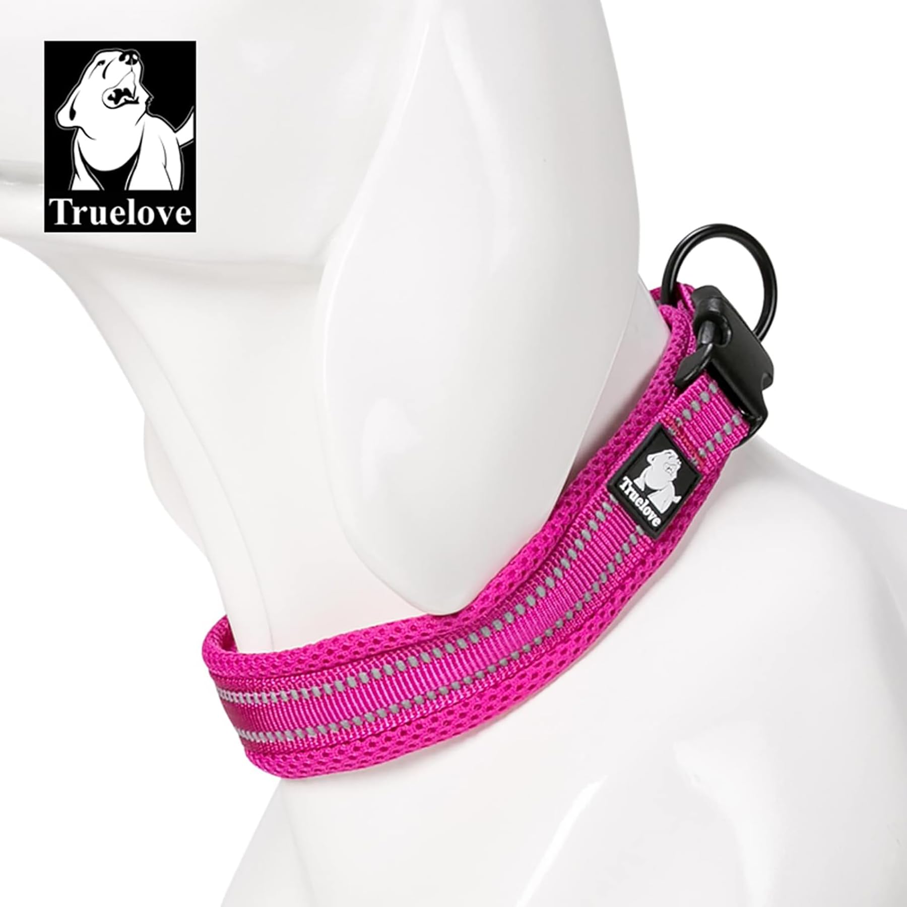Truelove Dog Collar Reflective Premium Duraflex Buckle,High Grade Nylon Webbing No Choke Basic Collars Tlc5011(Fushcia,2Xl)