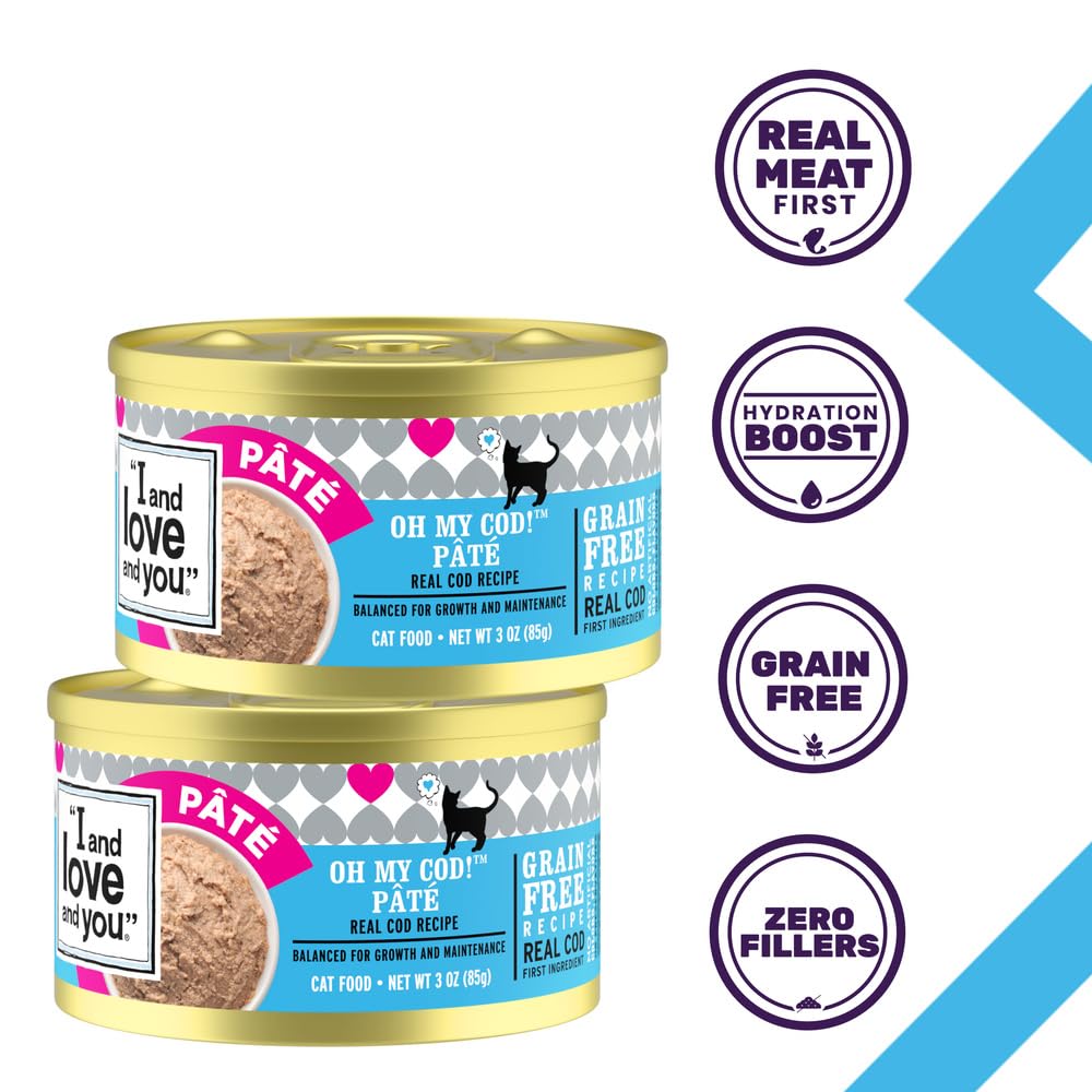 I and love and you Wet Cat Food - Oh My Cod Pt   - Cod Recipe, Grain Free, Filler Free, 3oz Pack of 24 Cans