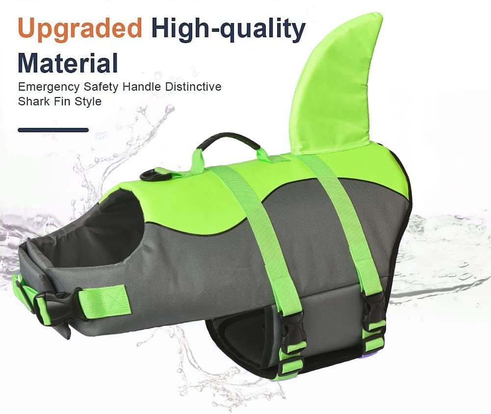 Dog Shark Life Jacket, Dog Life Vest For Swimming Adjustable Pet Life Preserver With Rescue Handle X-Large