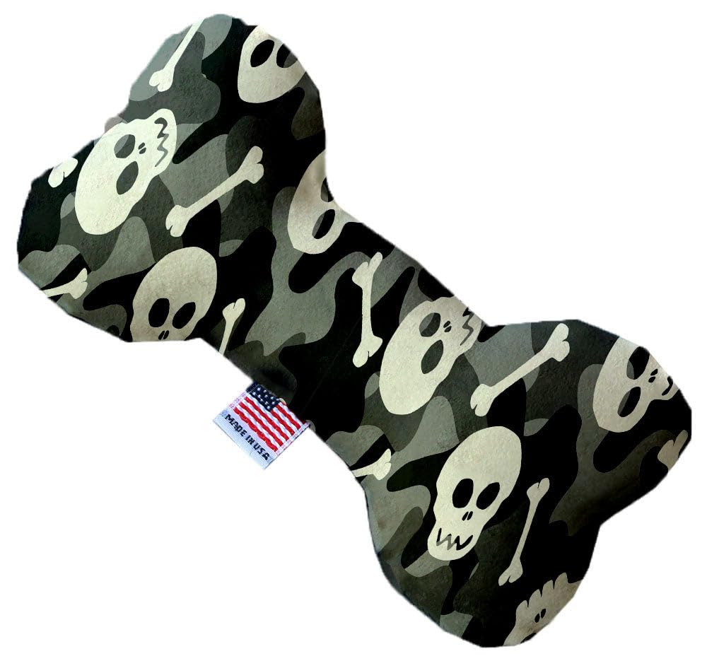 Pet and Dog Plush Heart or Bone Toy, "Skulls Group" (Available in different sizes, and 12 different pattern options!) Gray Camo Skulls 10" Plush Bone