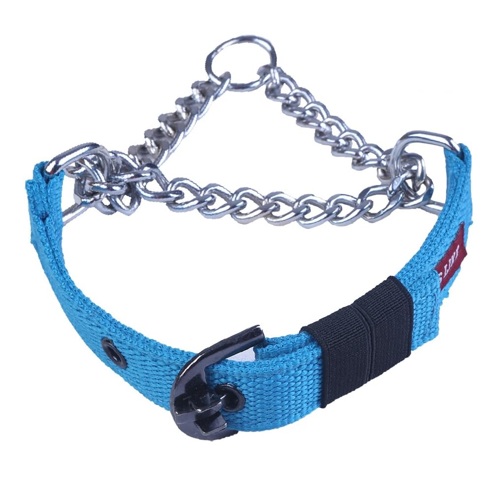 Pets Like Dog Choke Collar Sky Blue Color| Half Chain Collar| Half Choker Stainless Steel Dog Collars (32Mm)