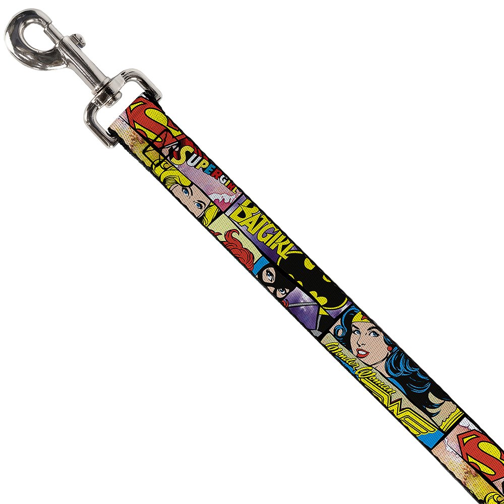 Buckle-Down Dog Leash Superheroines Wonder Woman Supergirl Batgirl 6 Feet Long 1.0 Inch Wide, Multi Color (Dl-6Ft-Wjl002)