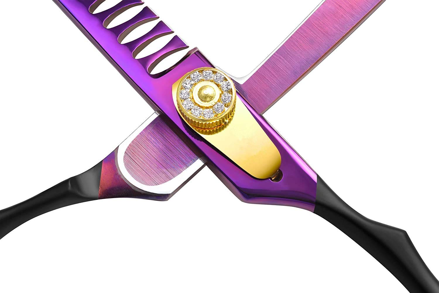 Purple Dragon Pet Grooming Scissor Set - 7.0/8.0 inch Stainless Steel, Purple, Model 4334802470, Includes Dog Chunker Shear