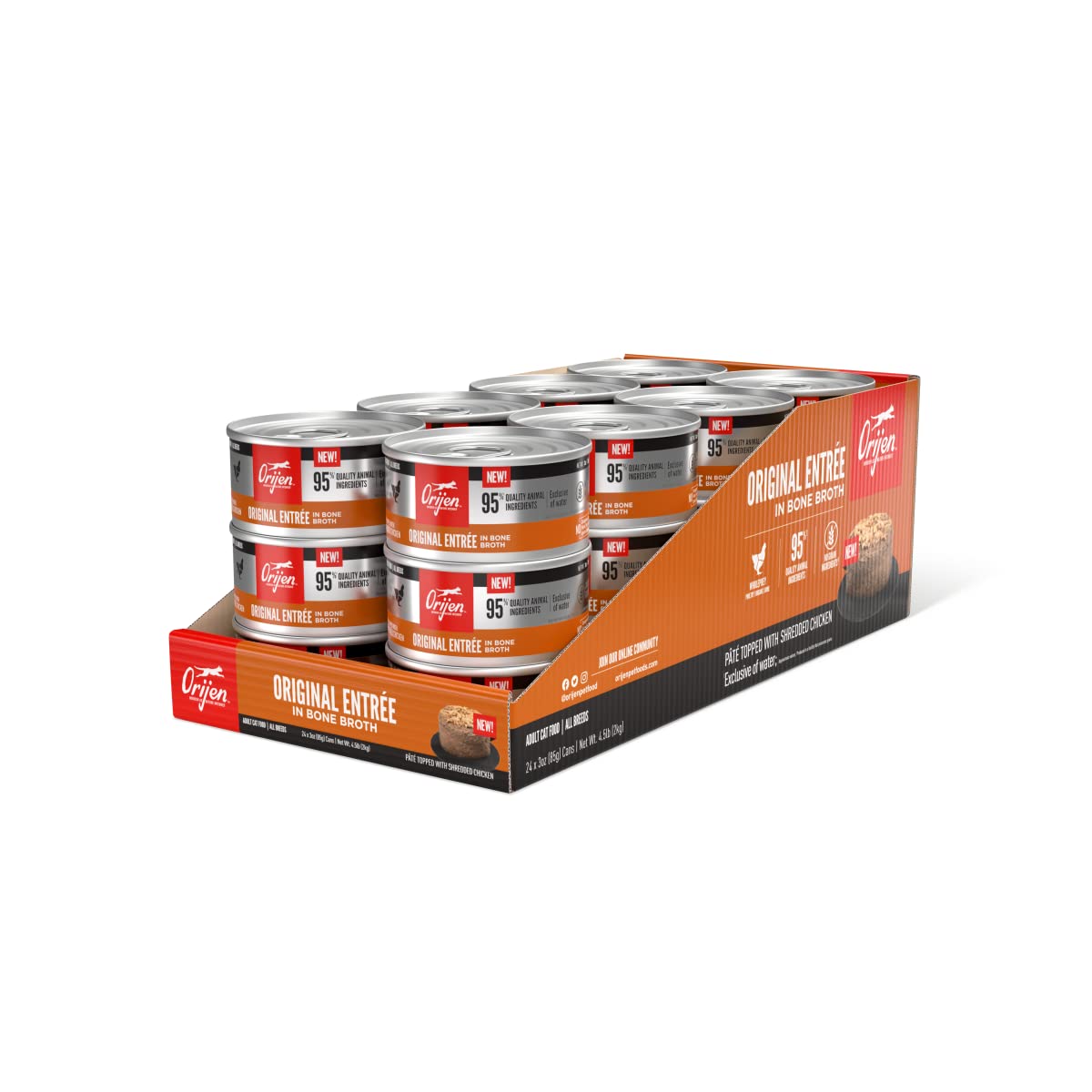 ORIJEN Original Entree in Bone Broth Wet Cat Food, WholePrey Ingredients, 3 oz (Case of 24)