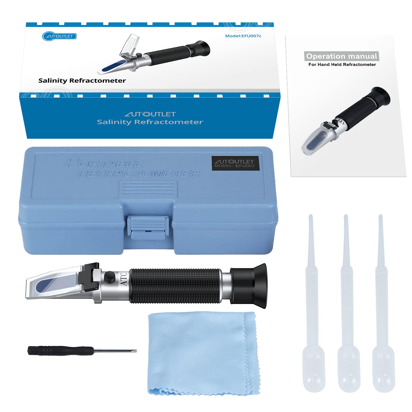 Autoutlet Salinity Refractometer Saltwater Aquarium For Seawater, Pool, Tank, Marine, Fishkeeping, 0-100Ppt & 1.000-1.070 Salini