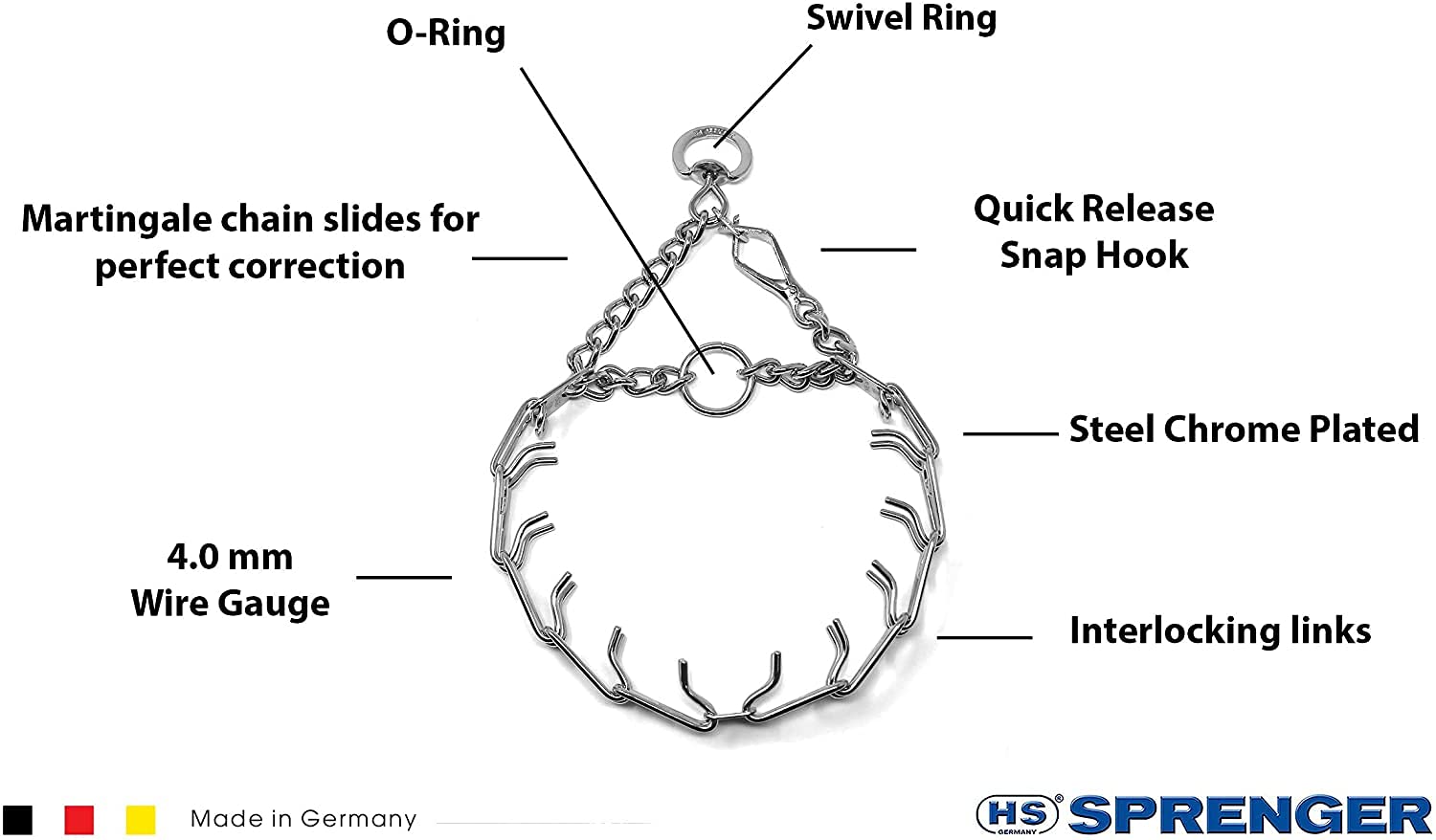 Herm Sprenger Pet Supply Imports Chrome Plated Training Collar With Quick Release Snap For Dogs, X-Large, 4Mm, 24-Inch