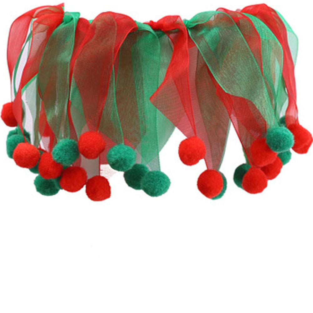 Christmas Pet Collar Ornaments Red Green Collar Adjustable Holiday Dress For Cat And Dog (S(30Cm))