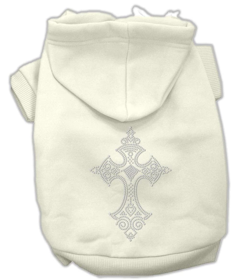 Mirage Pet Products 12-Inch Rhinestone Cross Hoodies, Medium, Red