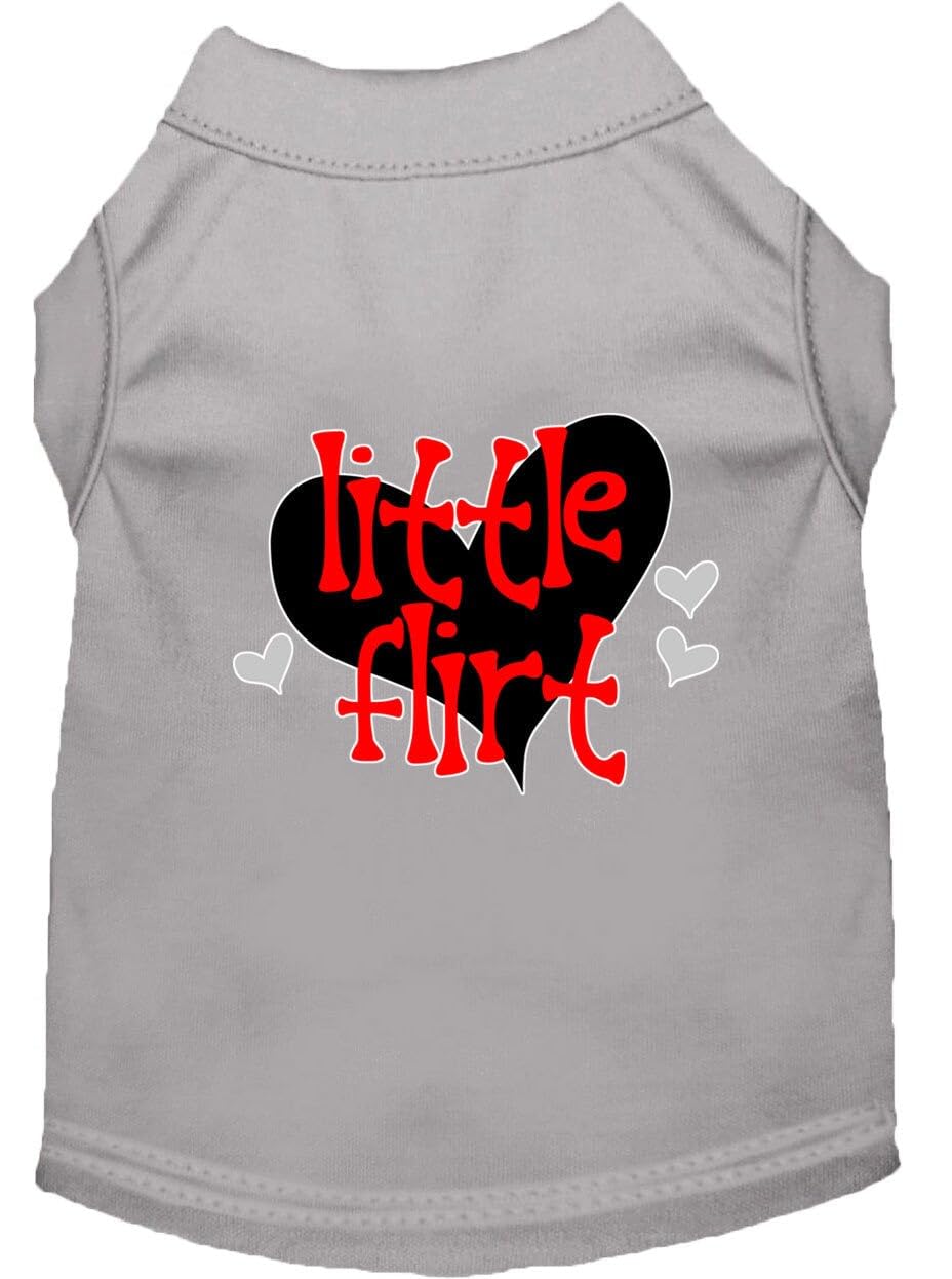 Pet Dog & Cat Shirt Screen Printed, "Little Flirt" Gray 3XL (25-35 lbs.)