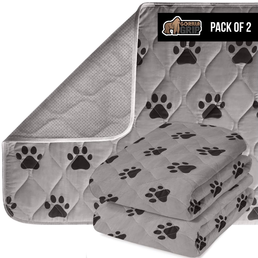 Gorilla Grip Washable Puppy Pads, 46X28 Pack Of 2, Slip Resistant Dog Crate Mat, Waterproof Cloth Pee Pad For Training Puppies I