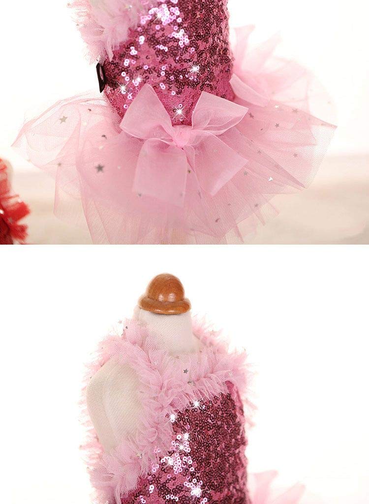 Marupet Fashion Sweet Puppy Dog Blingbling Princess Skirt Pet Dog Lace Cake Camisole Tutu Dress Pink Small