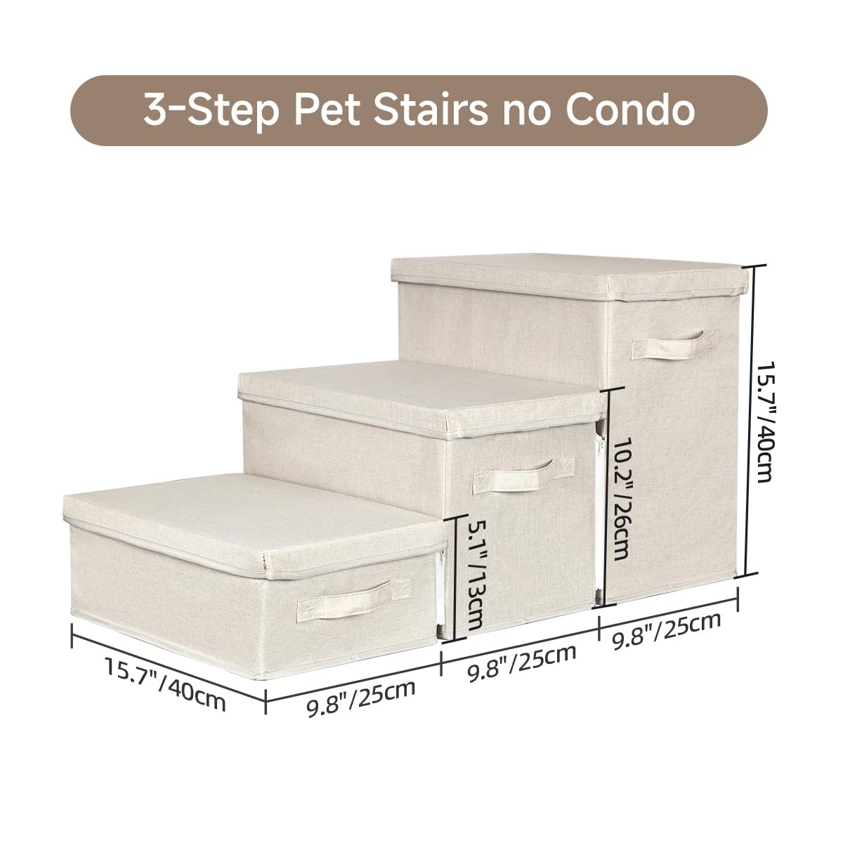 Weavelyrics Pet Stairs With Storage, Pet Step For Small Dogs And Cats, 3-Step Folding Pet Steps With Zip, Cat Stairs Dog Steps F