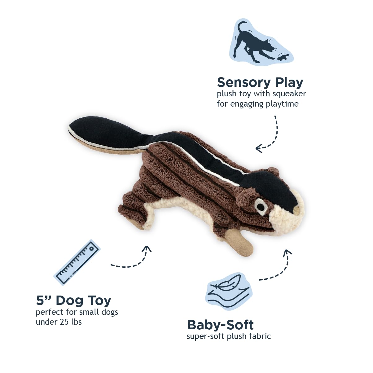 Tall Tails Small Classic Plush Squeaker Toy for Dogs, Chipmunk