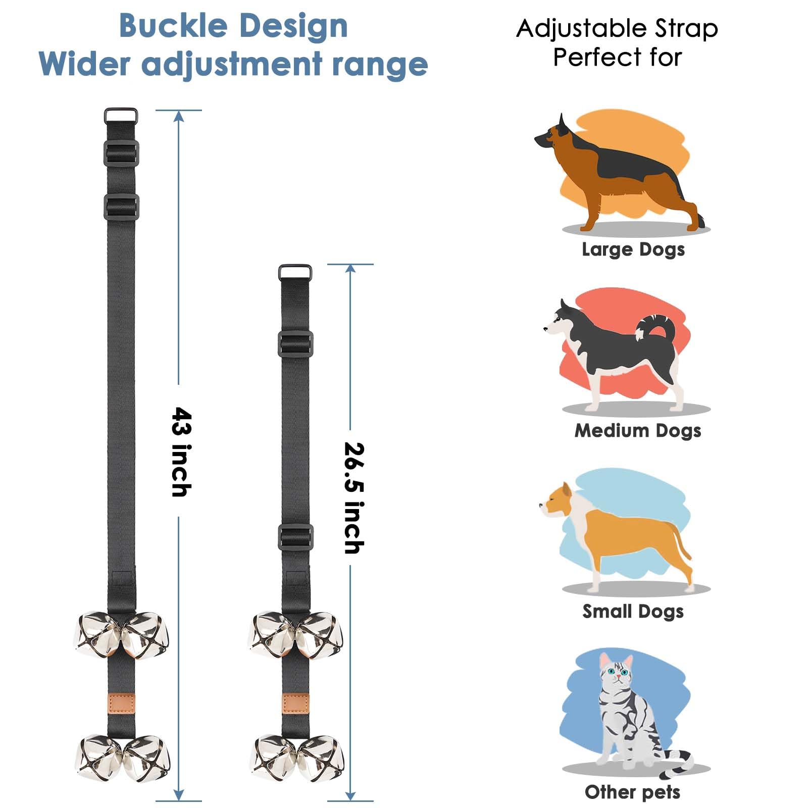 Folksmate Dog Doorbells For Potty Training, 2 Packs Dog Door Bells With Extra Loud Bells Adjustable For Dog Training, Housebreak