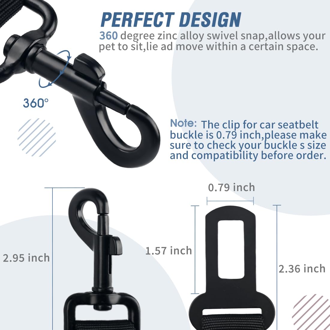 Cooyoo Dog Seat Belt,3 Piece Set Retractable Dog Car Adjustable Seatbelts For Vehicle Nylon Pet Safety Heavy Duty & Elastic & Durable Car Harness For Dogs