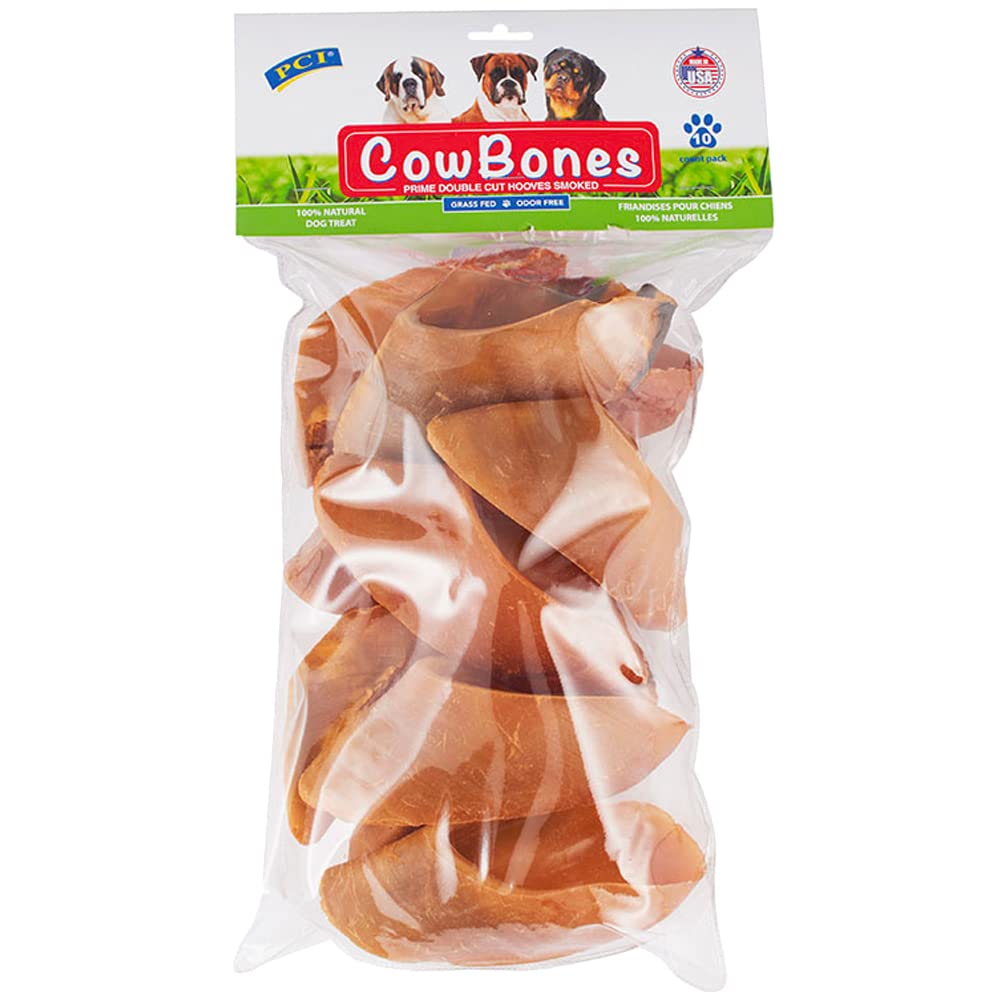 Pet Center, Inc. (PCI - Cow Bones - 10 Pack - Hickory Smoked Flavor Beef Hooves Dog Treat