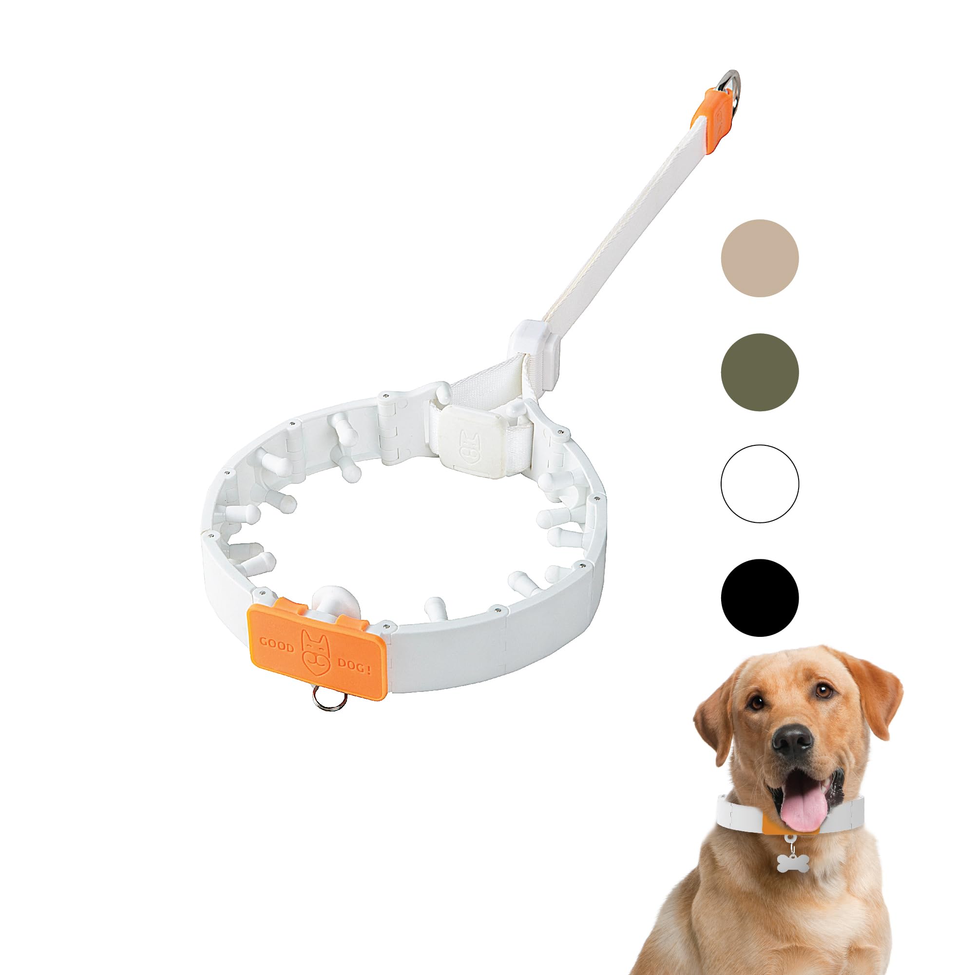 Svd.Pet Dog Prong Collar For No-Pull Training, Quick-Release Buckle Adjustable Pinch Collar For Large Dogs (White, Large Size)