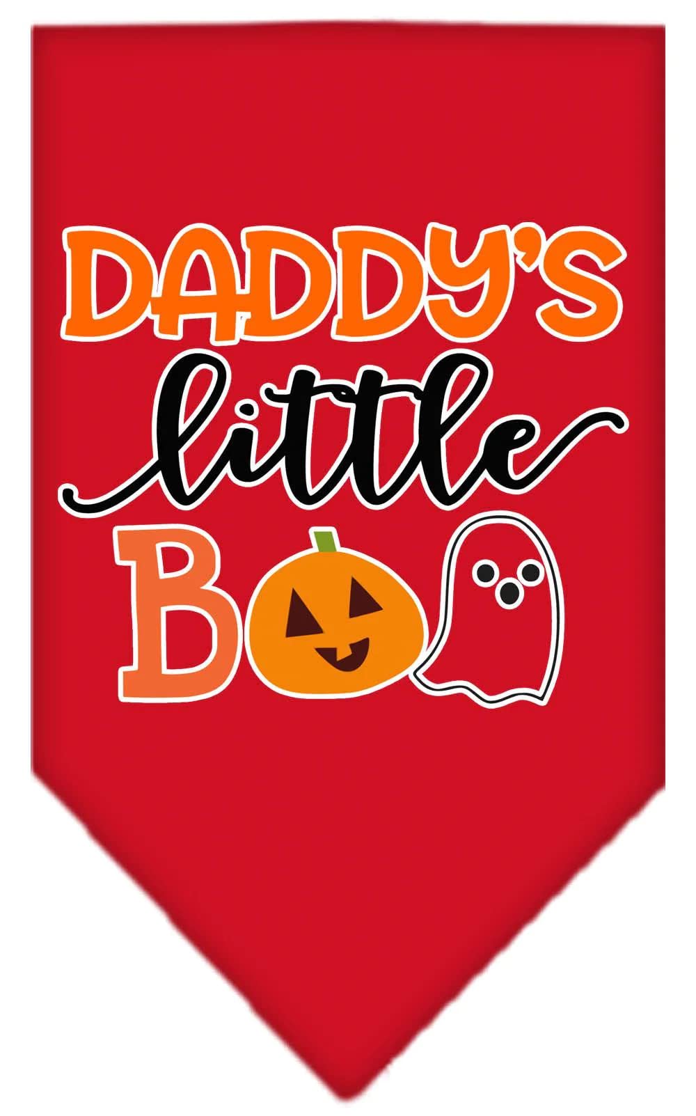 Halloween Pet and Dog Bandana Screen Printed, "Daddy's Little Boo" Red Large