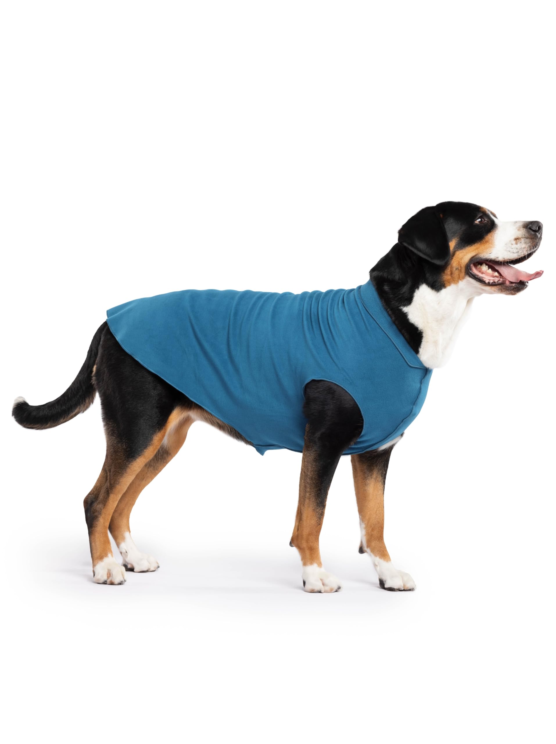 Gold Paw Stretch Fleece Dog Coat, Stretchy Pet Sweater, Machine Washable Pullover For Winter And Fall, Marine Blue, 28