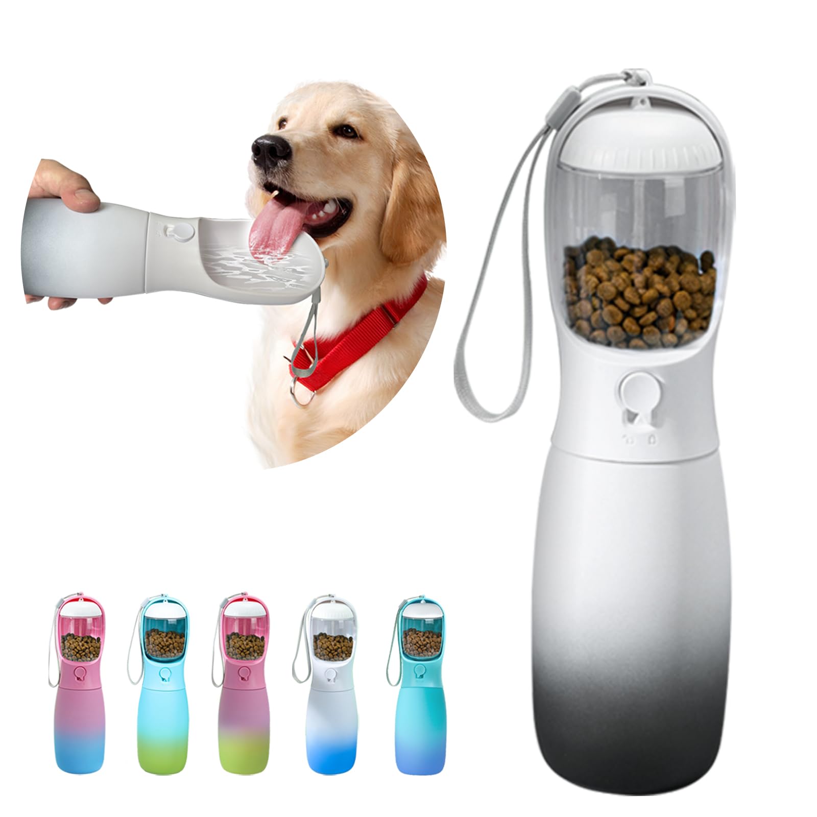 MITOCAPY Portable Dog Water Bottles, 2-in-1 Food Grade Pet Water Bottle with Food Container, Large Capacity Dog Water Dispenser,