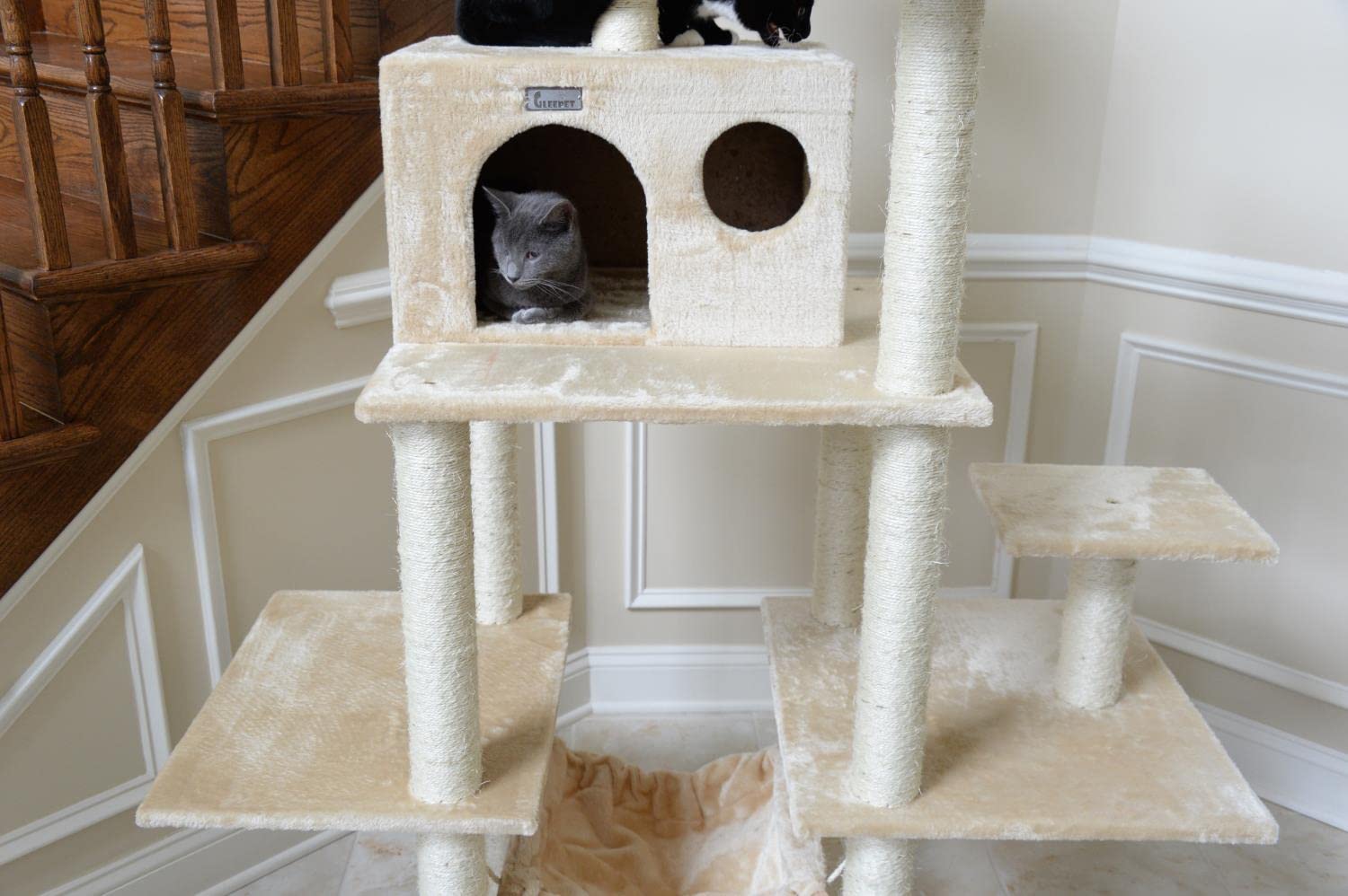 Gleepet Gp78680621 Cat Tree With Hammock, 68-Inch, Beige