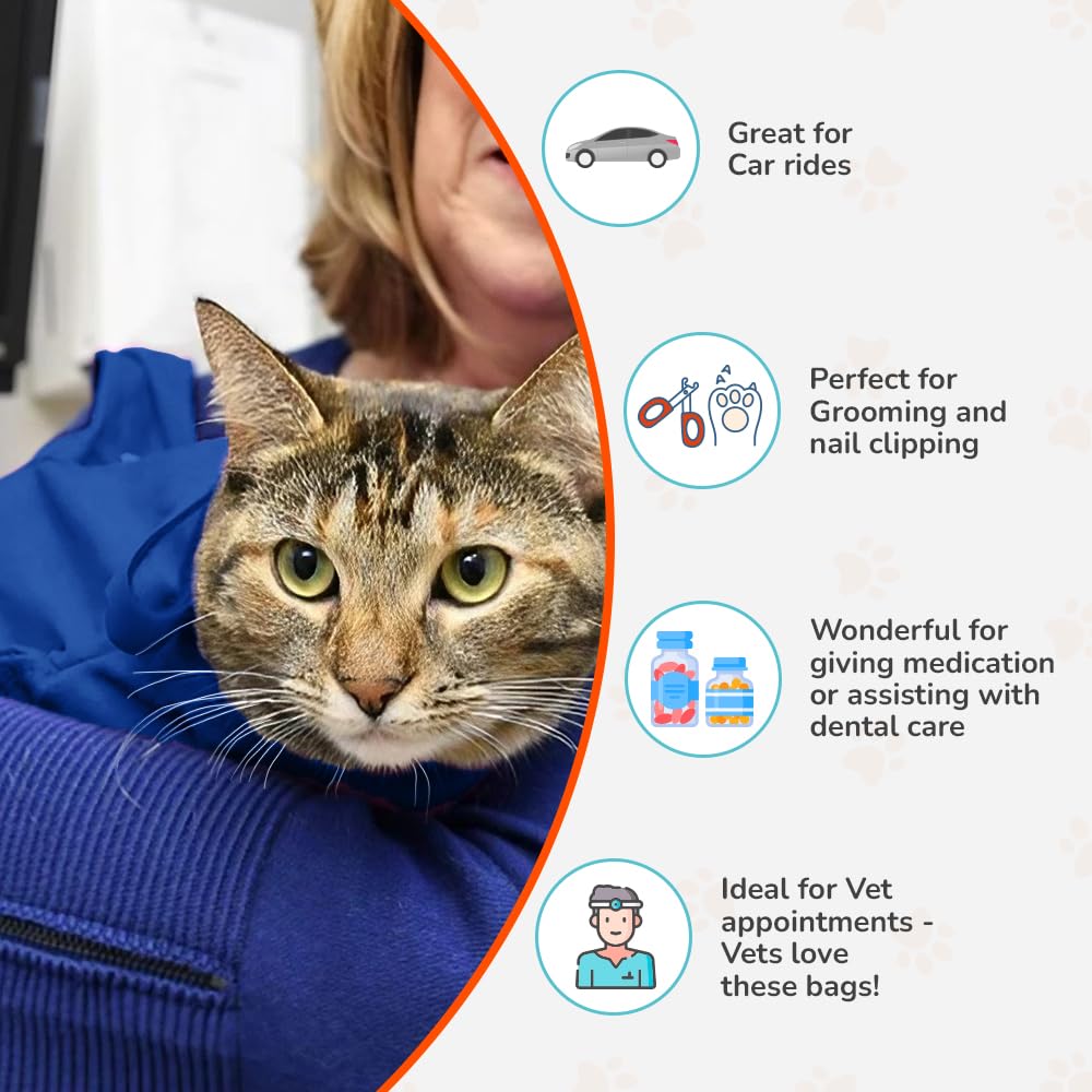 Cat-in-the-Bag Cozy Comfort Carrier - Small Cobalt Blue Cat Carrier Soft for Grooming, Vet Visits, Medication Administration, De