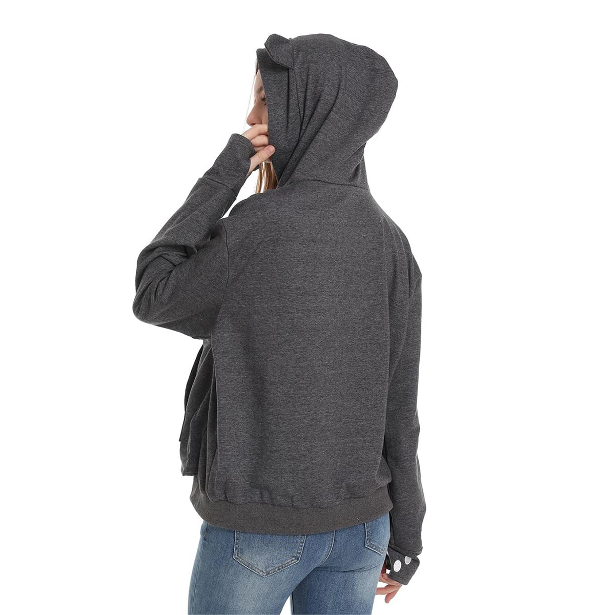 Linyuchen Cat Dog Pouch Hoodie Large Pet Pouch Sweatshirt Puppy Kitten Holder Carrier Pullover Shirt Unisex Hoodies Dark Grey