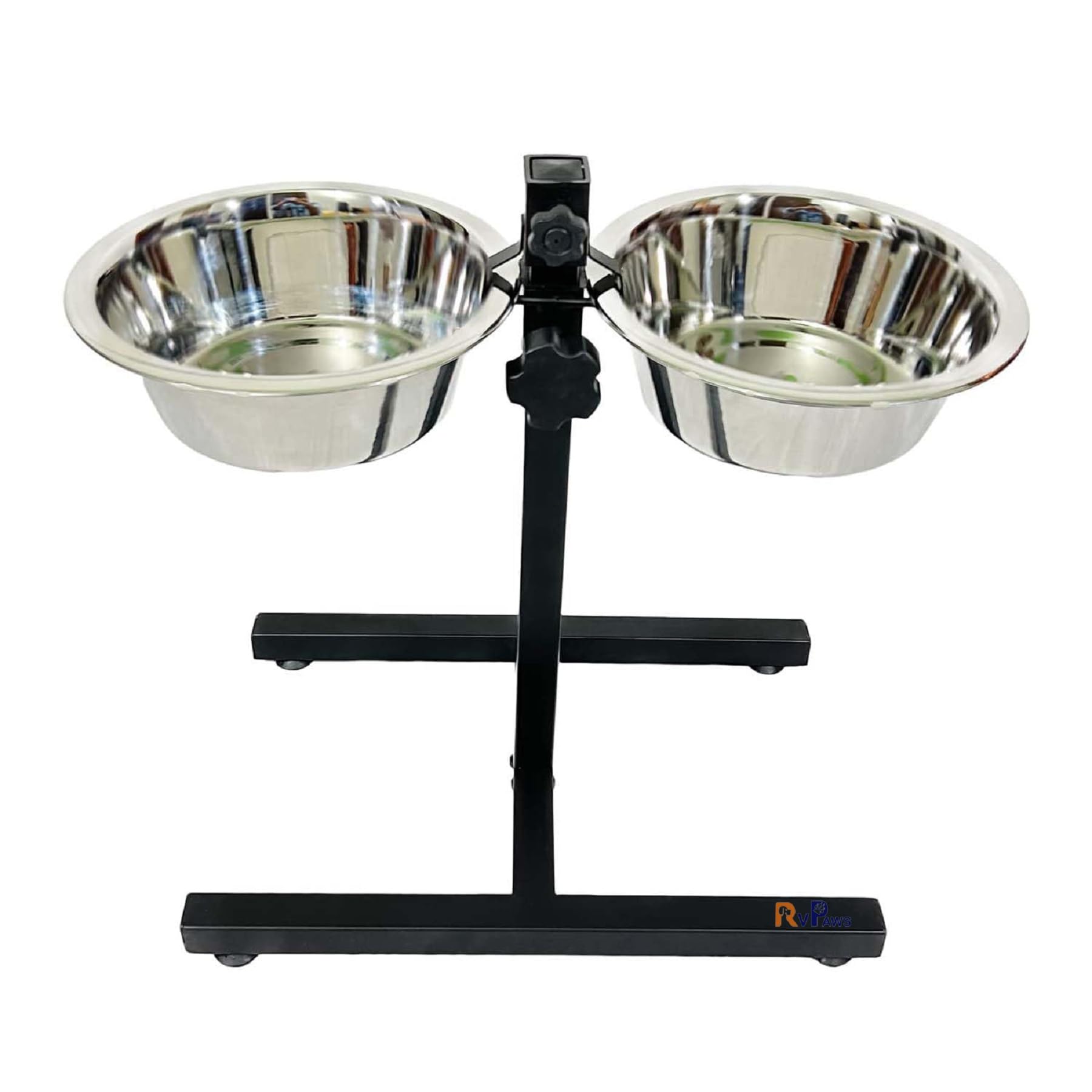 Rvpaws Adjustable Elevated Pet Feeder Raised Dog Food Bowl, Water Bowls, Dog Feeding Station HBase Double Bowl Stand Two Stainl
