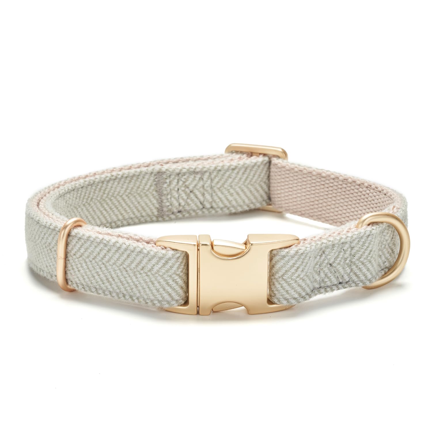YUDOTE Soft Cotton Hemp Dog Collar with Metal Buckle Adjustable Twilled Dog Collars for Small Medium Large Dogs(Grey,Large)