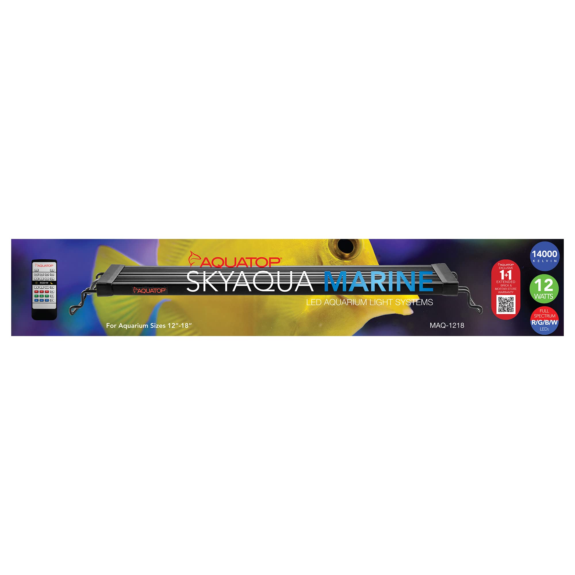 Aquatop SkyAqua Marine LED Aquarium Light, 14000K Spectrum, 12-18 Inch, Black, Remote Control, Model 39001194