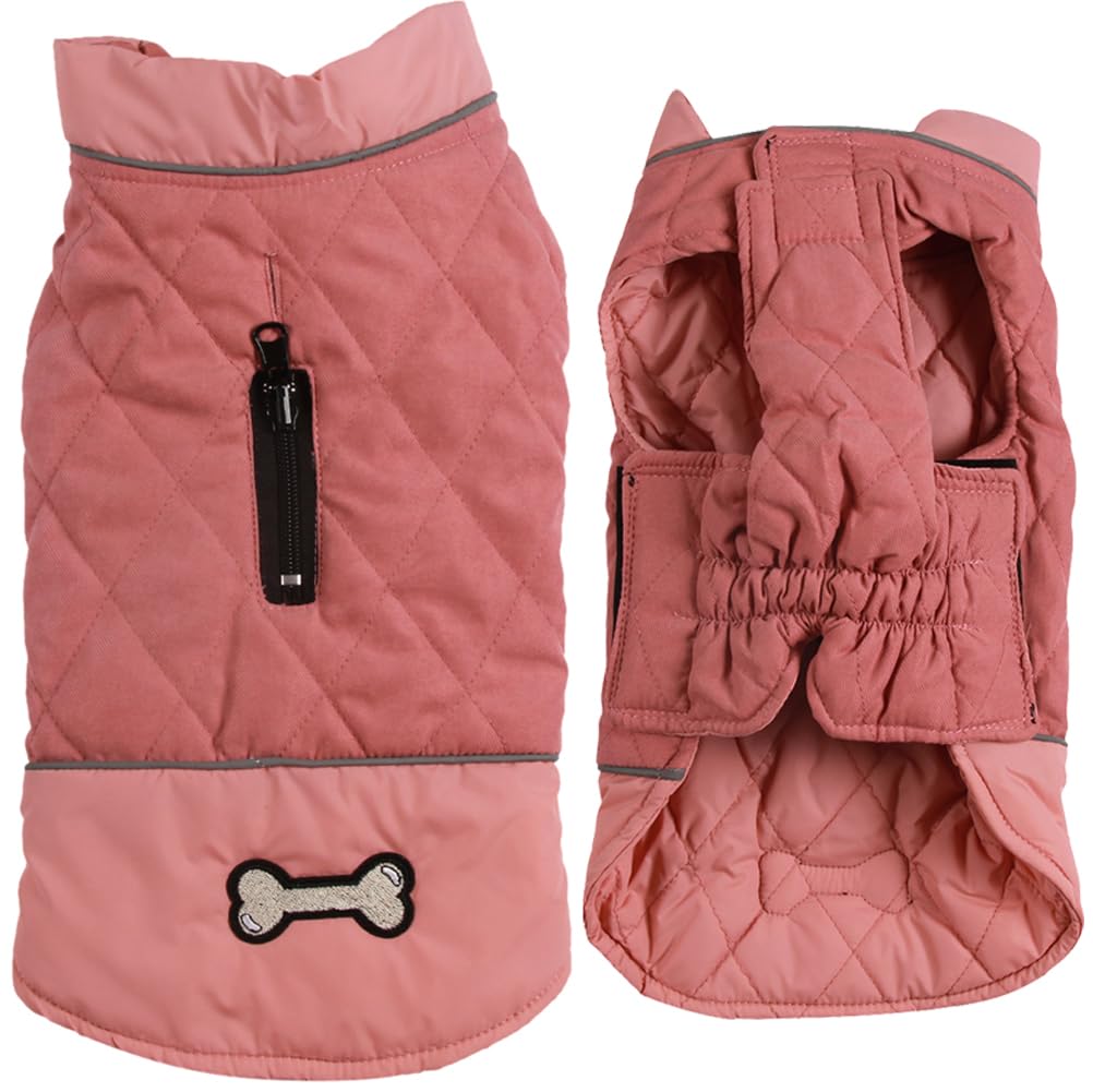 Vecomfy Reversible Dog Coats For Small Dogs Waterproof Warm Puppy Jacket For Cold Winter,Pink S
