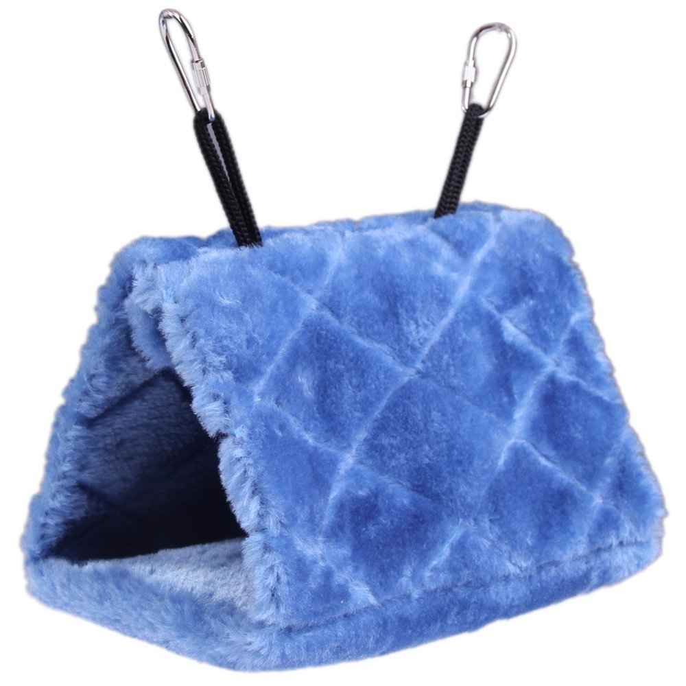 Vktech® Plush Snuggle Bird Hammock Hanging Snuggle Cave Happy Hut Bird Parrot Hideaway Size M (23.5 * 22Cm) (Blue)