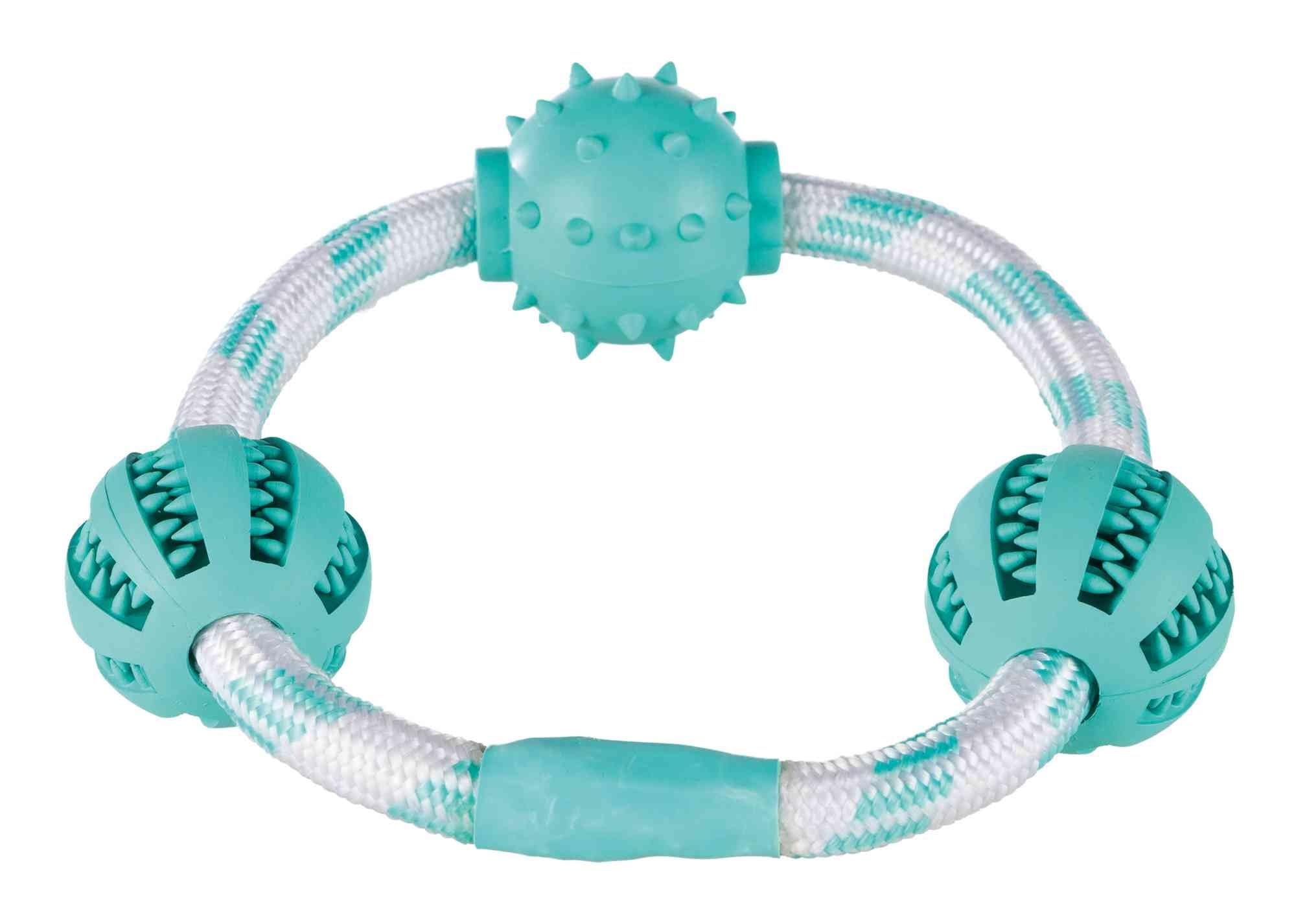 Trixie Denta Fun Rope Ring With Balls,Mint Flav., Rubber, 20 Cm/ 5 Cm