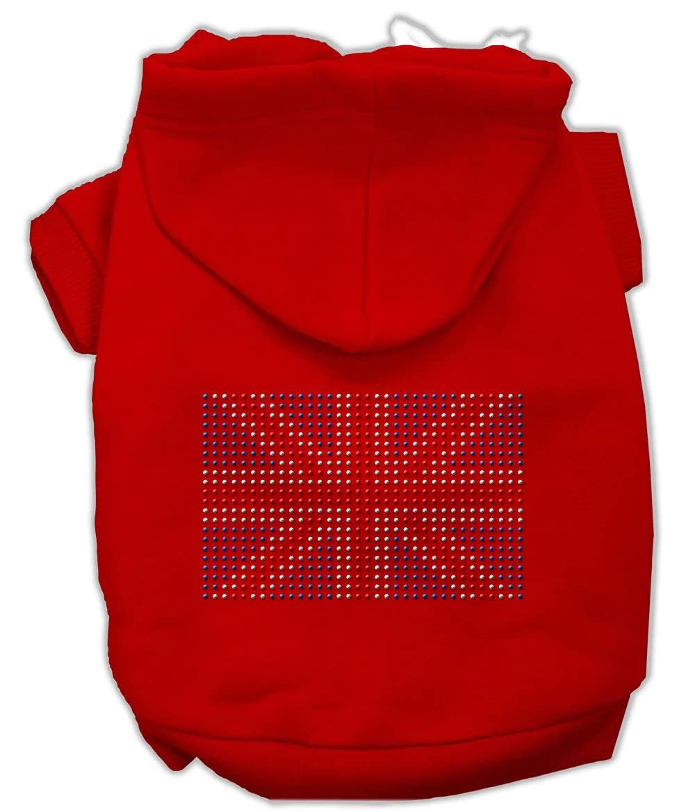 Pet, Dog & Cat Hoodie Rhinestone, "British Flag" Red 3XL (25-35 lbs.)