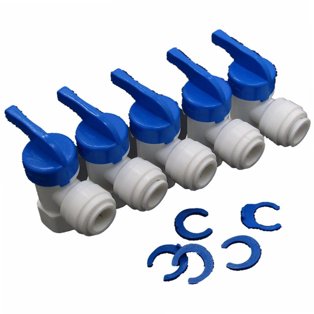 5 Pcs Elbow 1/4 Female X 3/8'' Tank Ball Valve Quick Connect Aquarium Ro Water Connector