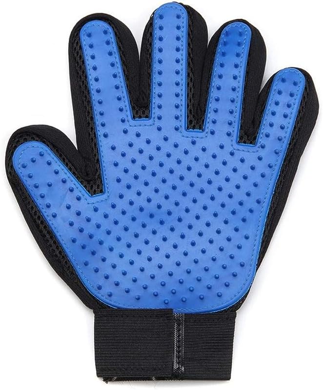 Bohobark Pet Grooming Deshedding Brush Gloves Bathing Tool For Cats & Dogs (Blue)