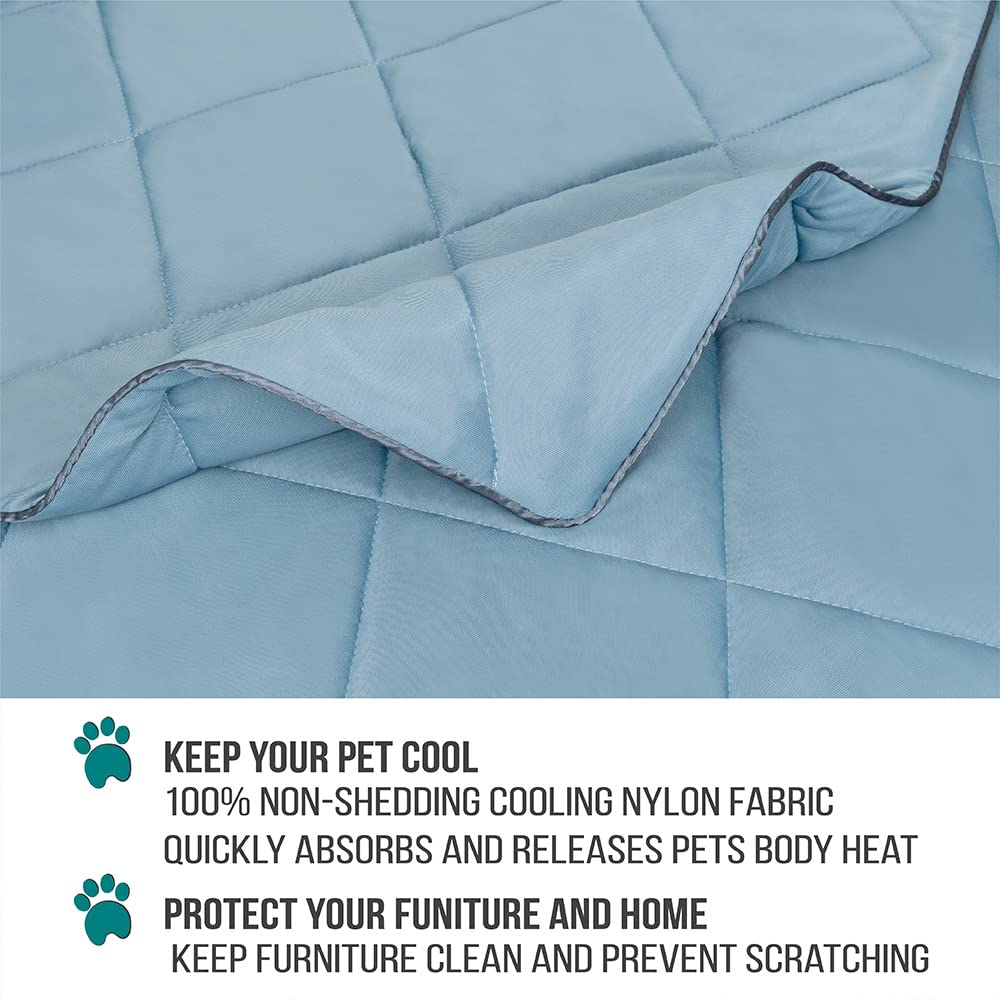 Petami Premium Cooling Dog Blanket | Lightweight Fluffy Pet Throw Blanket Bed Cover For Dogs, Cat, Puppies | Pet Blanket Furniture Protector Couch Sofa | Reversible Fuzzy Cozy | 90X90, Dusty Blue