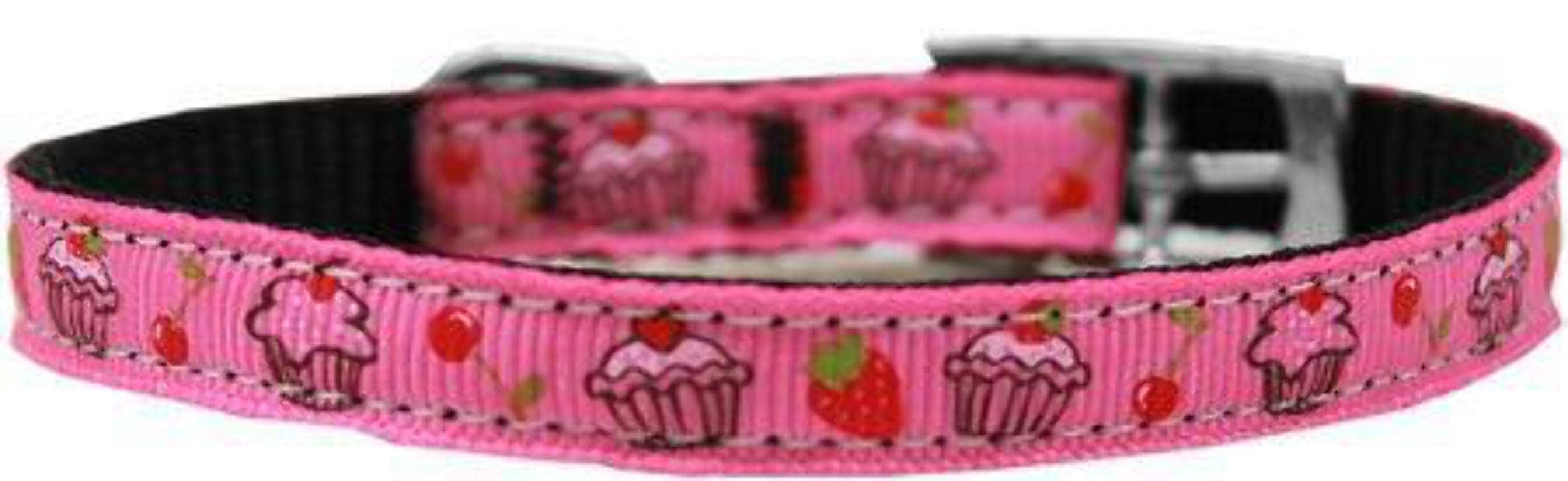 Mirage Pet Products Cupcakes Nylon Dog Collar with Classic Buckle, Size 8, Purple