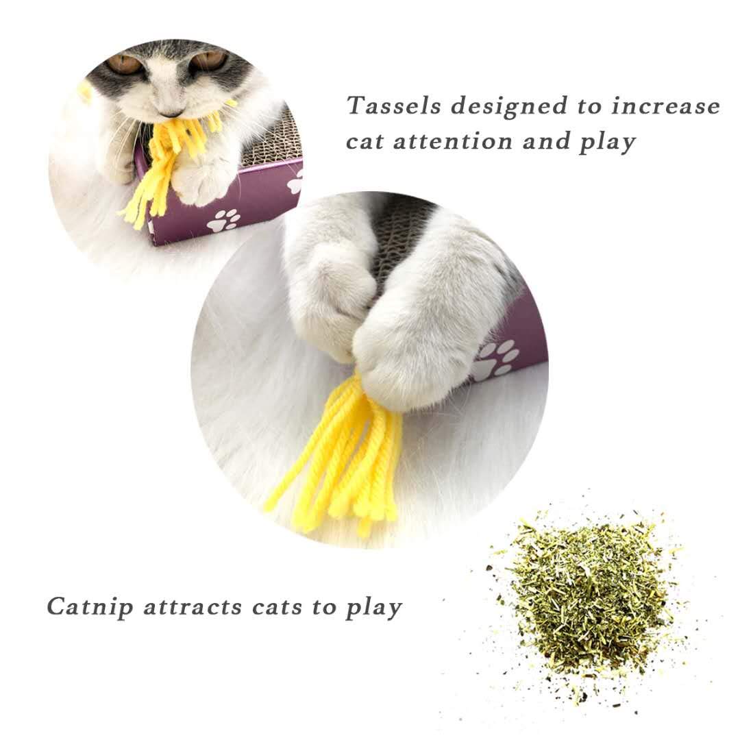 Peekab Cat Scratcher Cardboard Wide Scratching Board Reversible Corrugate Cat Scratch Pad With Box Catnip Included Large 3Pcs