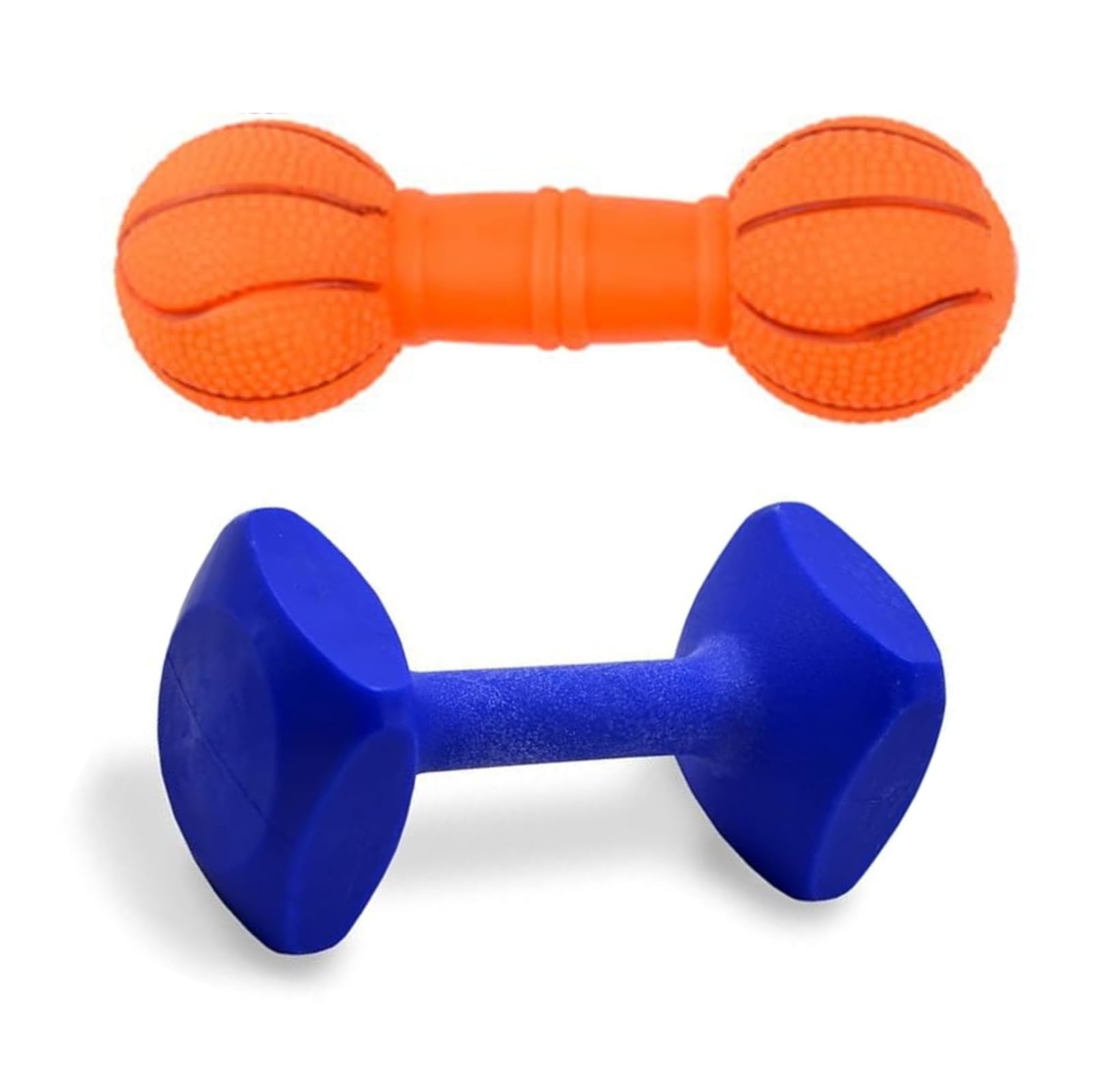 Kittupet Dog Chew Toy Pack Of 2, Hard Rubber Dumbbell + Squeaky Dumbbell Toy Combo For Dogs, NonToxic Chew Toy For Dogs, Intera