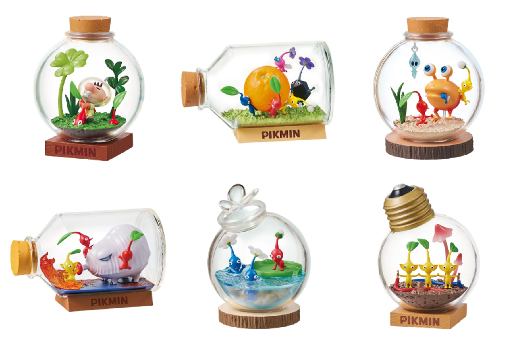 Reement Pvc Pikmin Terrarium Collection Box Product, 6 Types, 6 Pieces, Approx. H 3.1 X W 5.5 X 3.1 Inches (80 X 140 X 80 Mm)