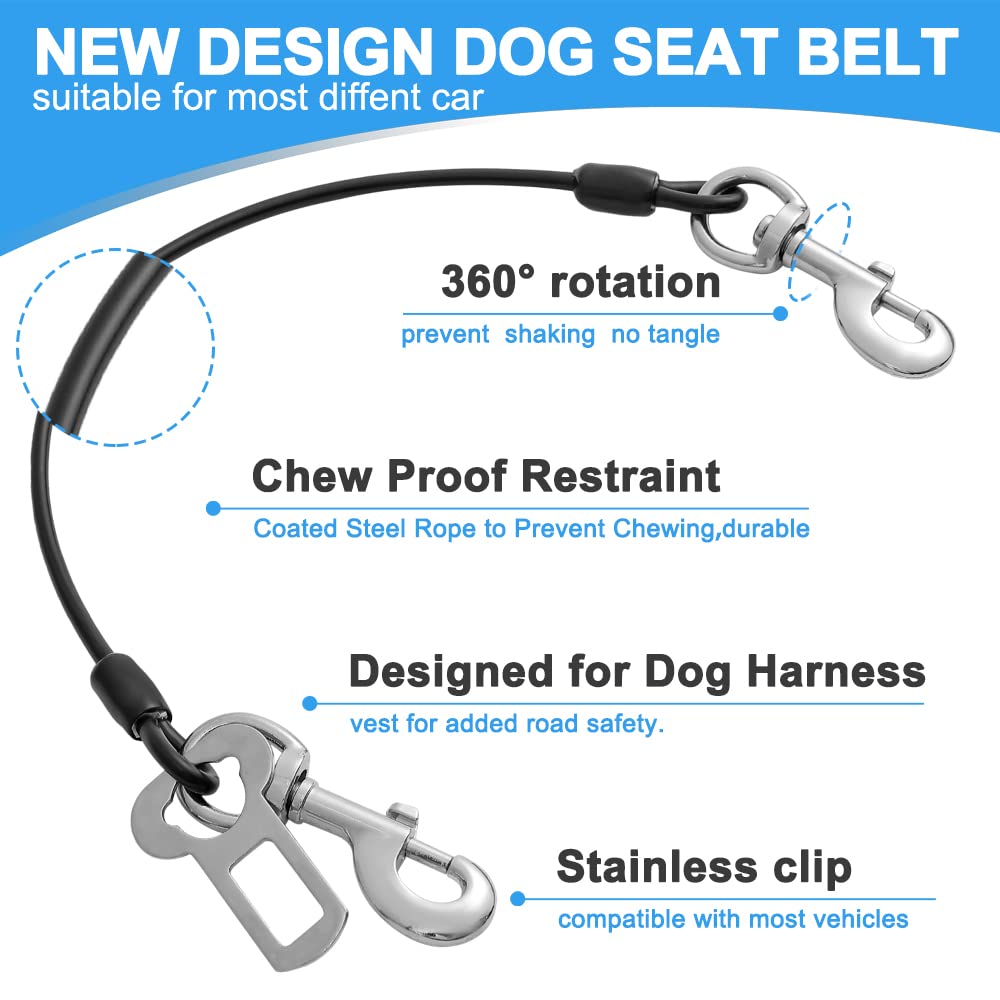 Dog Seat Belt Harness for Car,Dog Seatbelt of Coated Wire Leash Safety Restraint,No Chew Tether Cable Vehicle Dog Accessories,Do