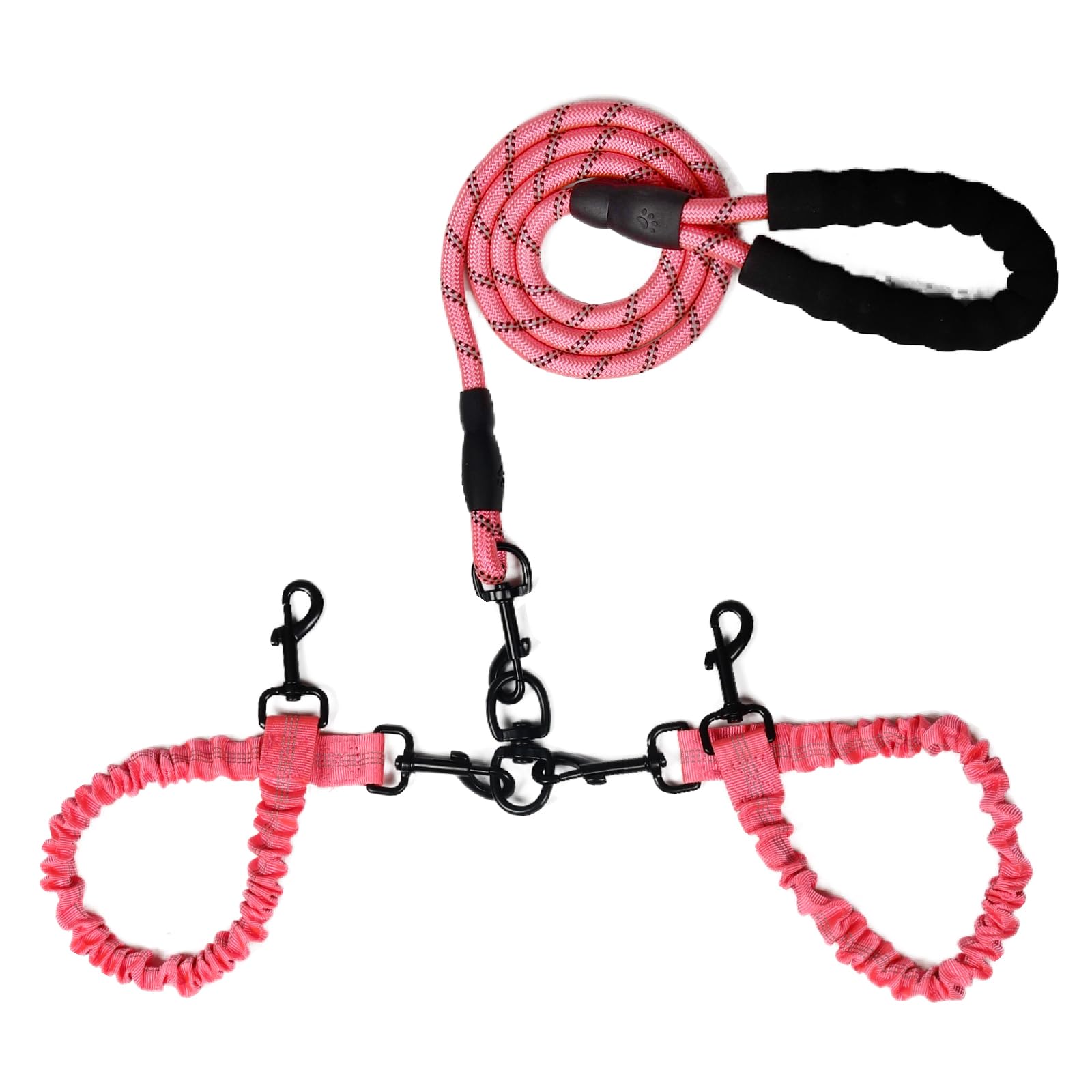 Dog Double Leashes,2-In-1 Pet Leash For Multiple Pets - Heavy Duty Dog Cat Lead With Reflective Stripes, Comfort Grip & Durable 