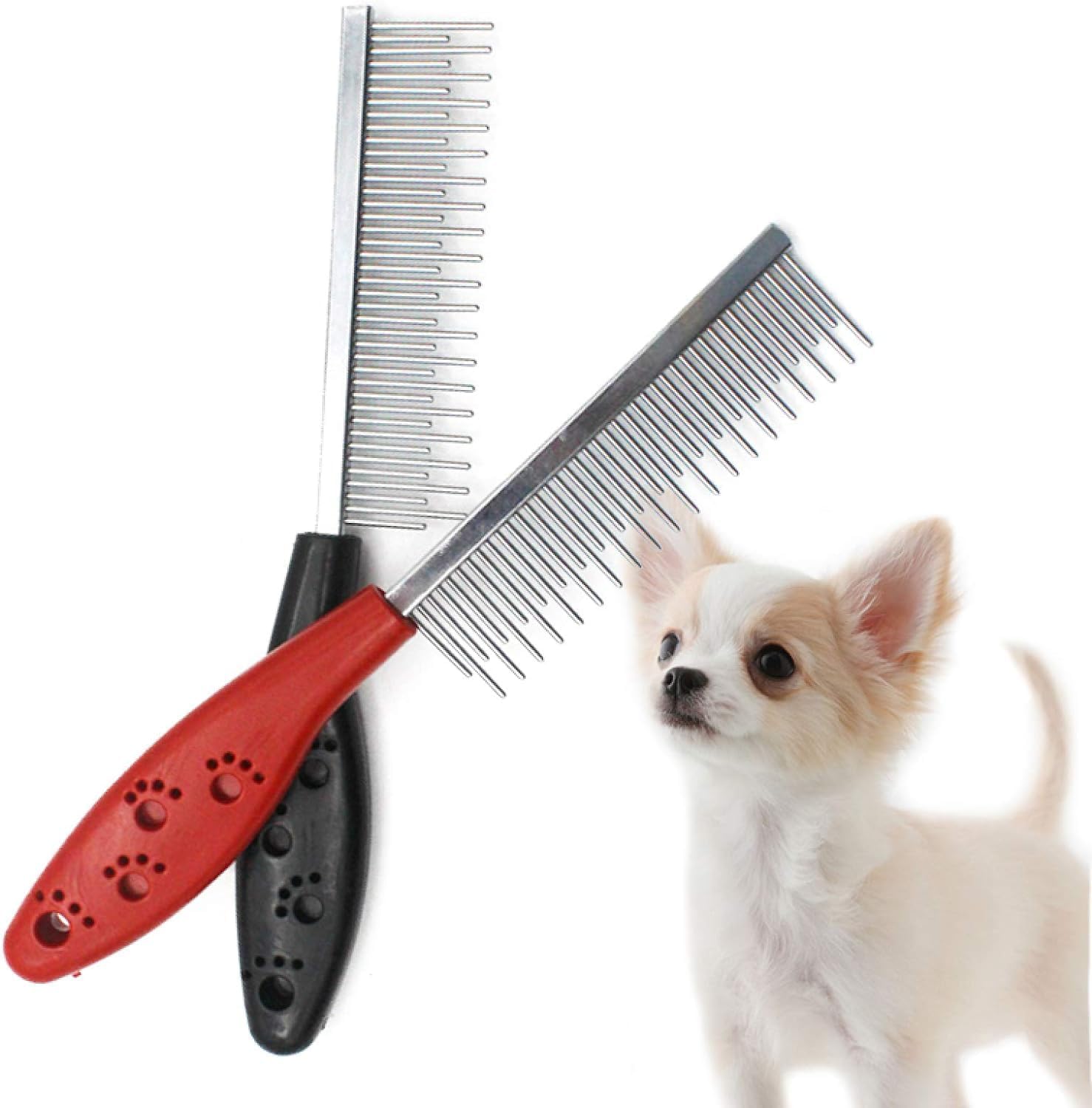 Bohobark 1 Pcs Pet Grooming Comb For Dog & Cat, Short And Long Teeth Deshedding Brush, Professional Stainless Steel Dematting To